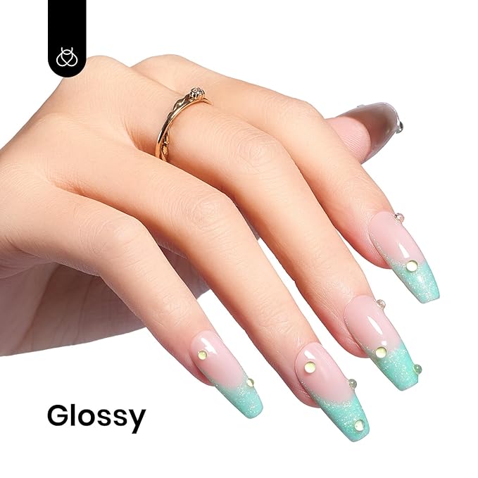 Beetles Mint Green Gel Polish, 1 Pcs 15ml Glitter Green Gel Nail Polish Mermaid Turquoise Shimmer UV Nail Polish Soak Off UV LED Nail Art Design DIY Home