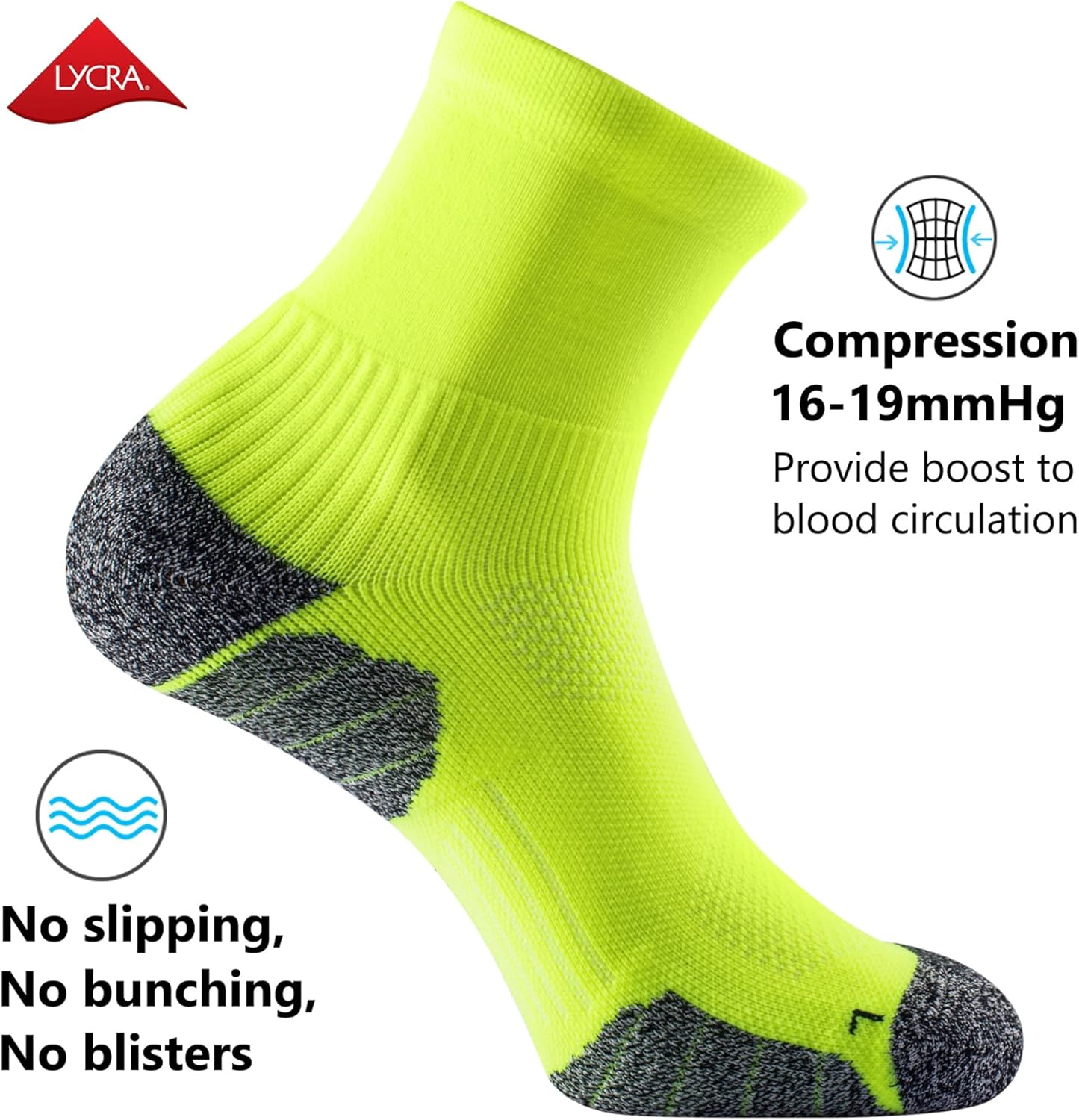 CWVLC Compression Athletic Quarter Socks Cushioned for Men Women