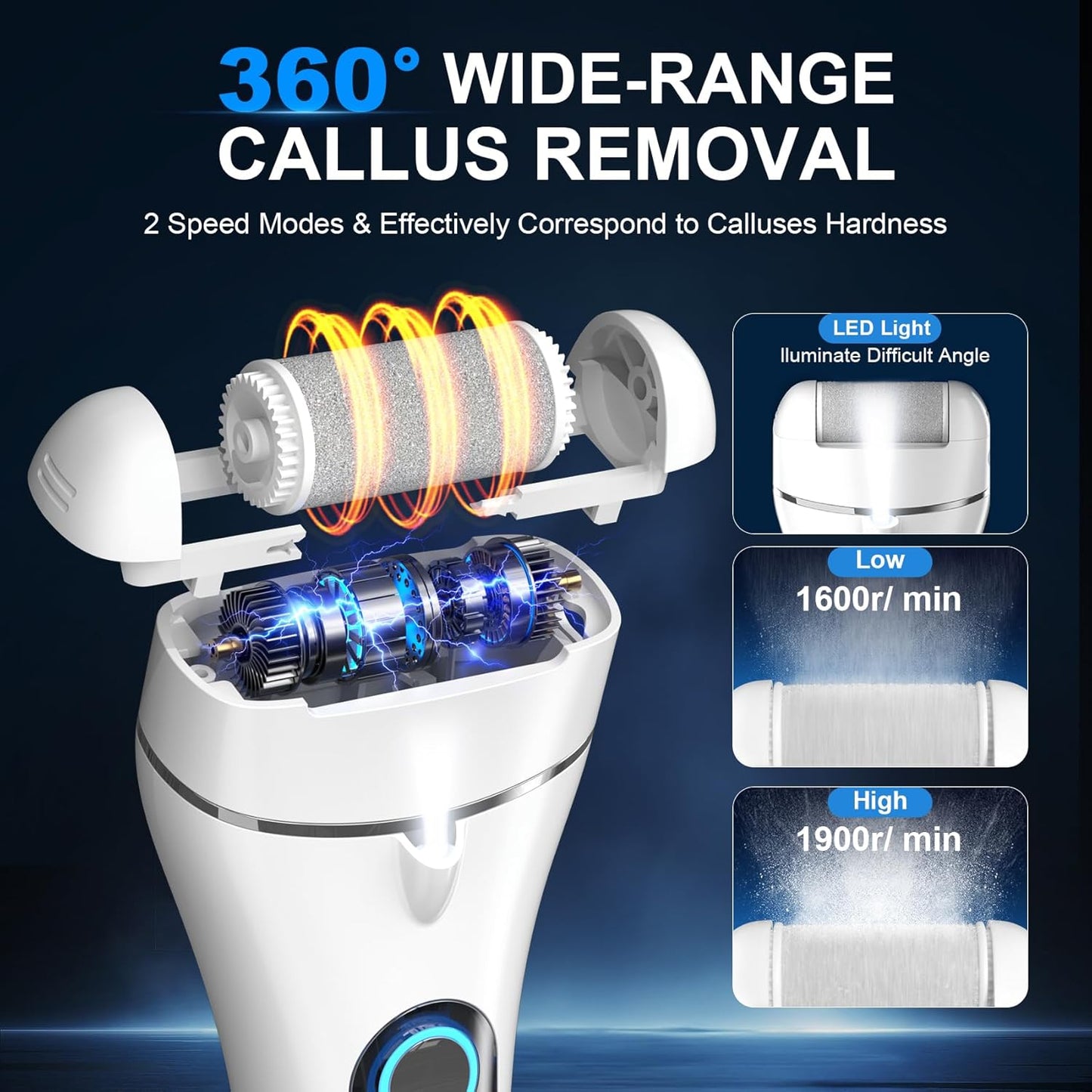 10 in 1 Professional Electric Foot Callus Remover, Callus Remover for Feet Pedicue Kit, IPX7 Waterproof Electric Callus Remover for Feet for Dead Hard Cracked Dry Skin Care