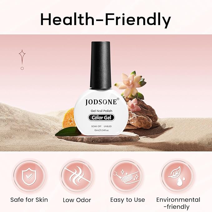JODSONE Jelly Wheat Gel Nail Polish 10ml Pale Nude Soak Off LED Nail Polish Nail Color Salon Quality Long-Lasting Vegan & Cruelty-Free Low Odor Need U V Lamp Curing
