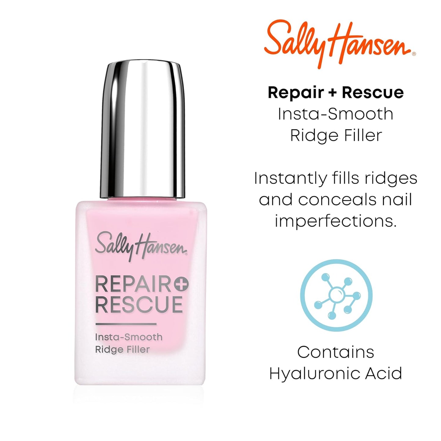 Sally Hansen Nail Treatment Repair + Rescue Insta-Smooth Ridge Filler | Contains Hyaluronic Acid | Conceals Nail Imperfections & Smooths Nail Surface