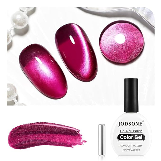 JODSONE 16.5ml Cat Eye Gel Nail Polish Glitter Claret Magnetic Reflective Translucent Need U V Curing at Home DIY Design