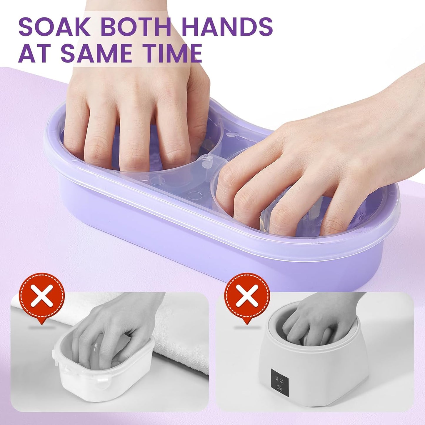 Dual Nail Soaking Bowl Acetone Proof: Soak Off Gel Nail Polish Dip Powder Remover Bowl- Cut the Soaking Time in Half Manicure Bowl for Salon Home (D2-Purple)