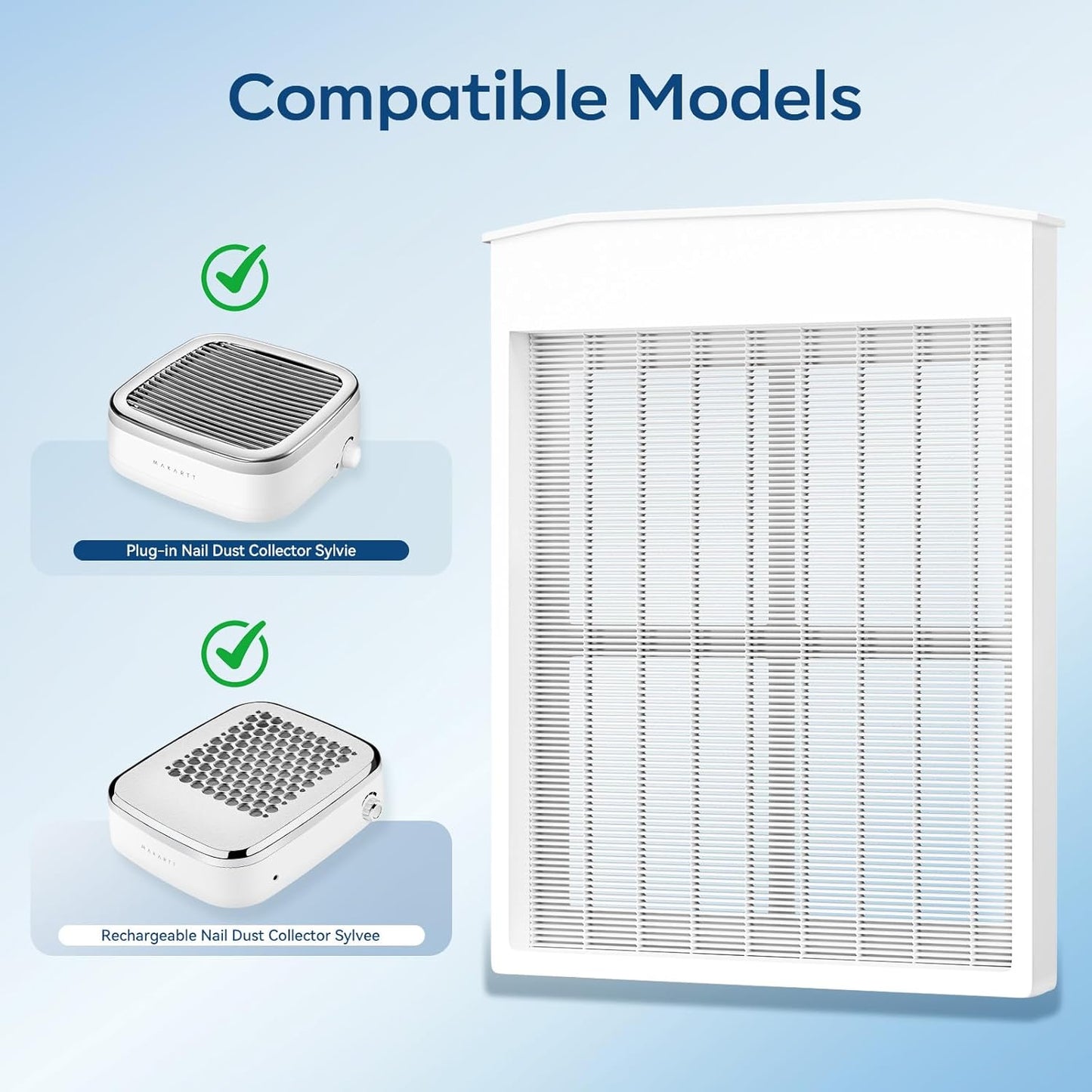 Makartt 2Pcs Nail Dust Collector Filter - HEPA Standard, Reusable, MK200 & SYLVIE Compatible