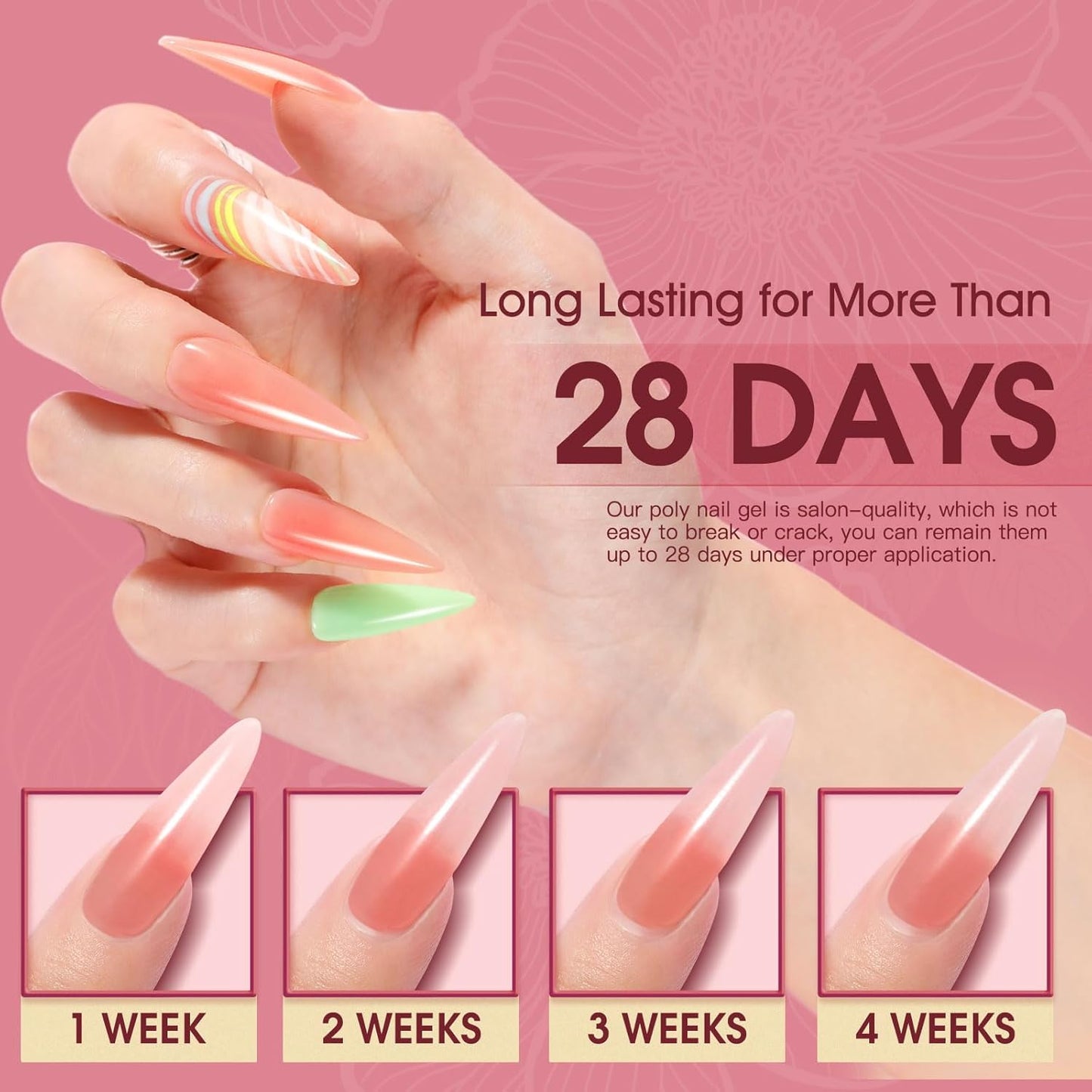 ROSALIND Nude Pink Poly Nail Gel, 2 oz Poly Extension Rose Pink Gel Poly Neutral Builder Nail Gel Quick Building, Gel Acrylic Poly in Tubes for Nail Extension Thickening Nail Trendy Beauty