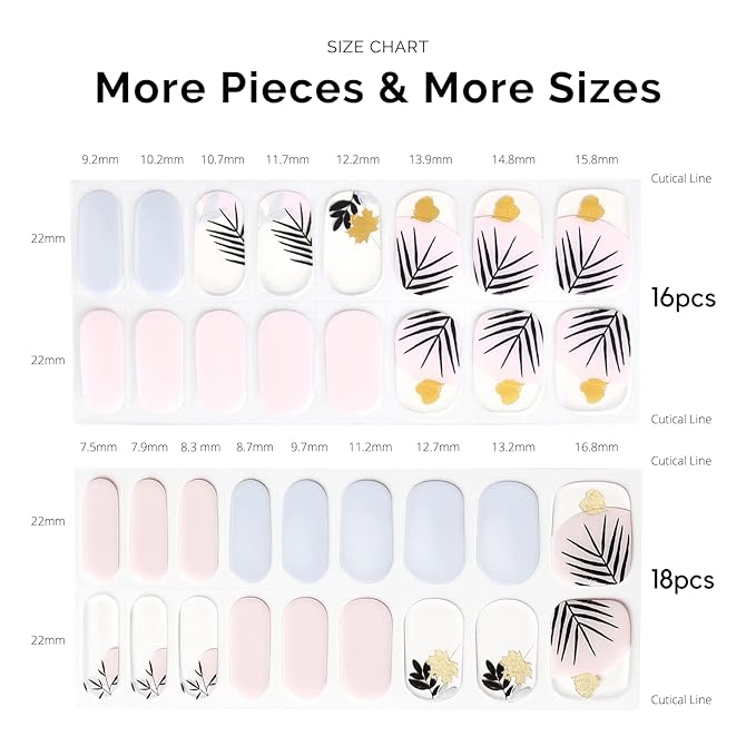 NAILOG Semi Cured Gel Nail Strips, 34 pcs Salon-Quality Gel Nail Stickers, Long Lasting Nail Wraps for Women with Soft Gel Finish | The Oriental