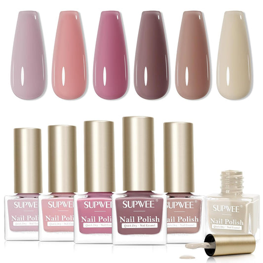 Quick-Dry Fall Winter Nail Polish Set, Regular Nail Polish Non Gel Air Fast Drying Fingernail Lacquer Manicure Salon DIY at Home