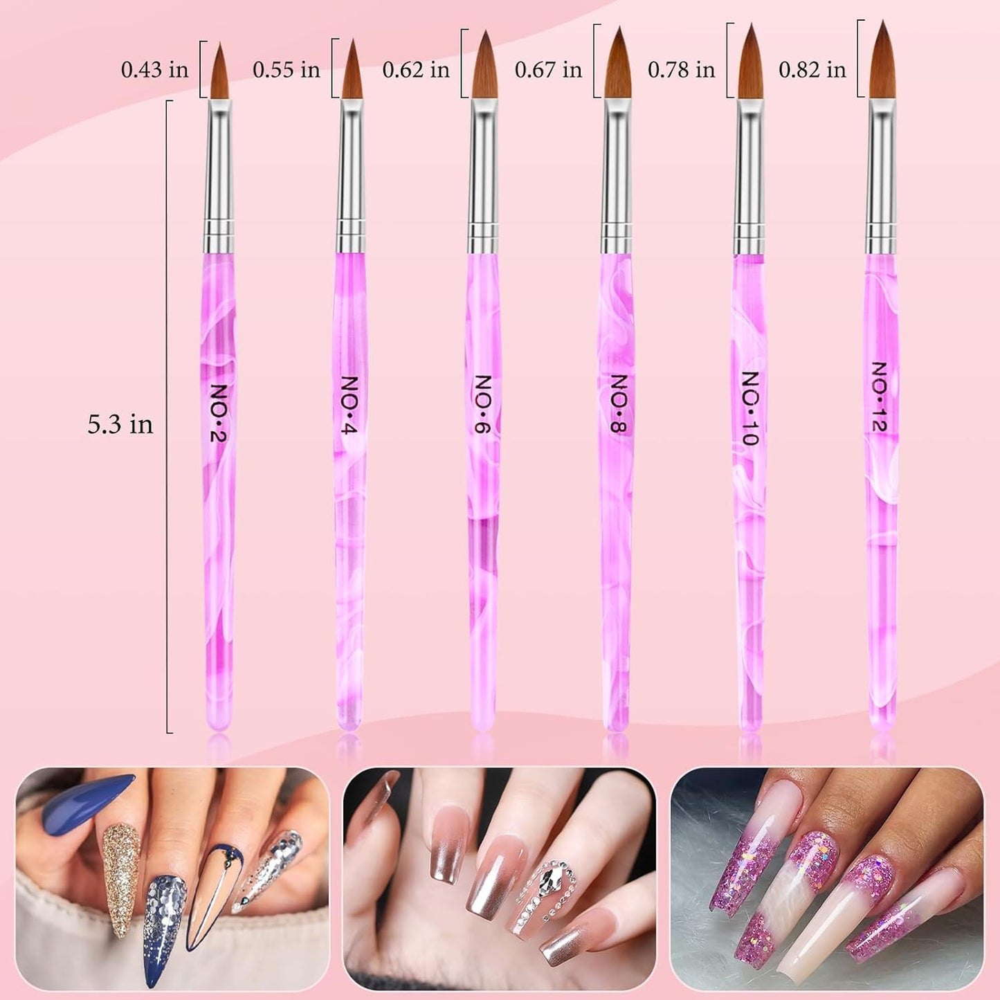 Acrylic Nail Brush Dappen Dish Set, 6PCS Nail Art Pen and 2PCS Crystal Dappen Dish, Manicure Bowl Cup Glass Container for Acrylic Liquid Nail Tool Kit