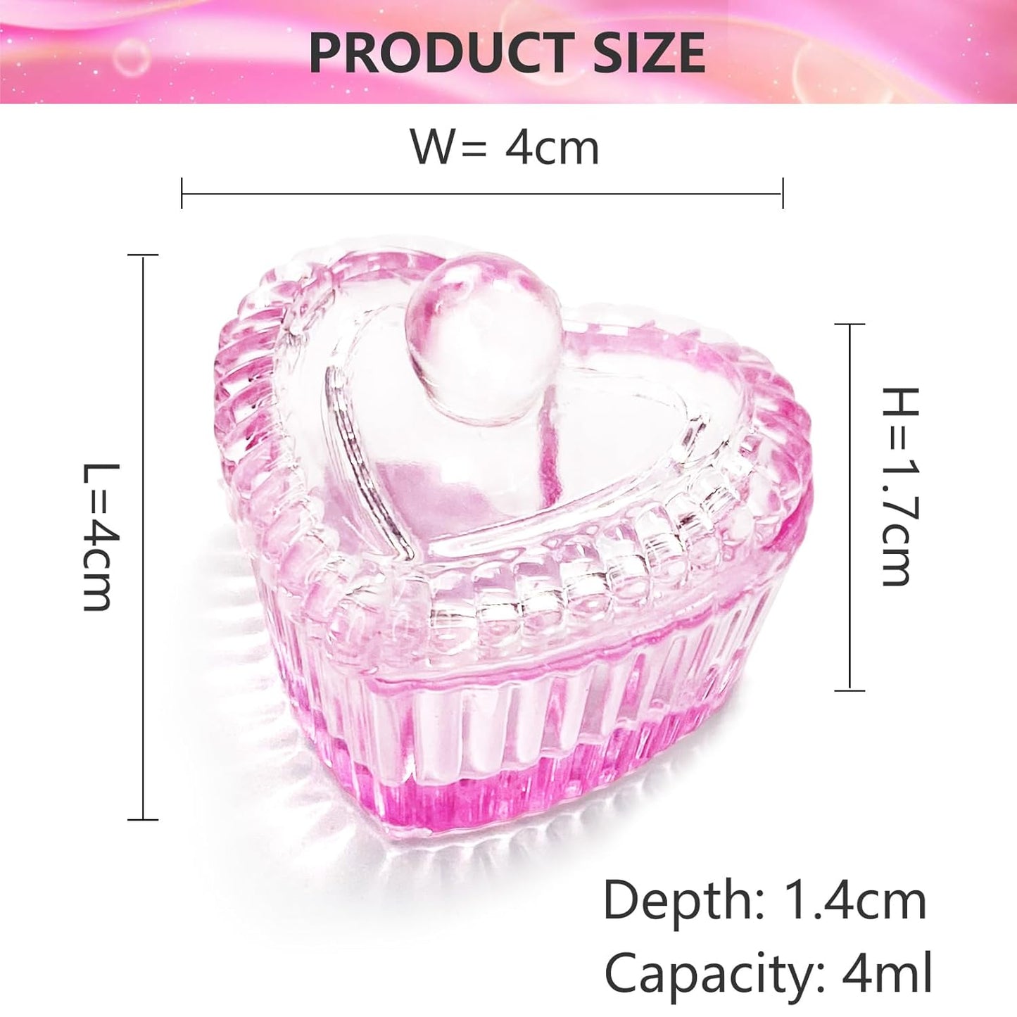 Crystal Sweet Heart Shape Acrylic Liquid Powder Glass Dappen Dish Glass Cup w Cap Lid Bowl for Acrylic Nail Art Transparent Kit (HJ-NAPB059-2pcs)