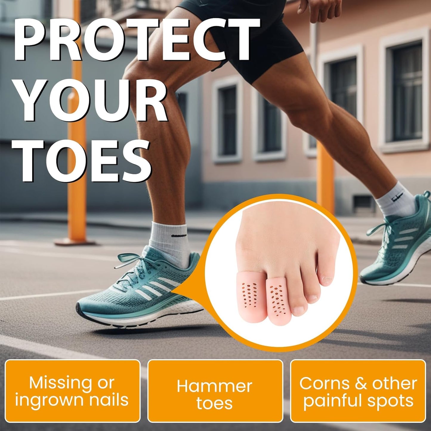 10 Pack Toe Caps and Toe Protectors for Women & Men Silicone Toe Covers Cushions for Pain Relief,Toe Bandages and Sleeves for Ingrown Toenails,Corns,Calluses,Blisters(4L +6 S) (Flesh Color)