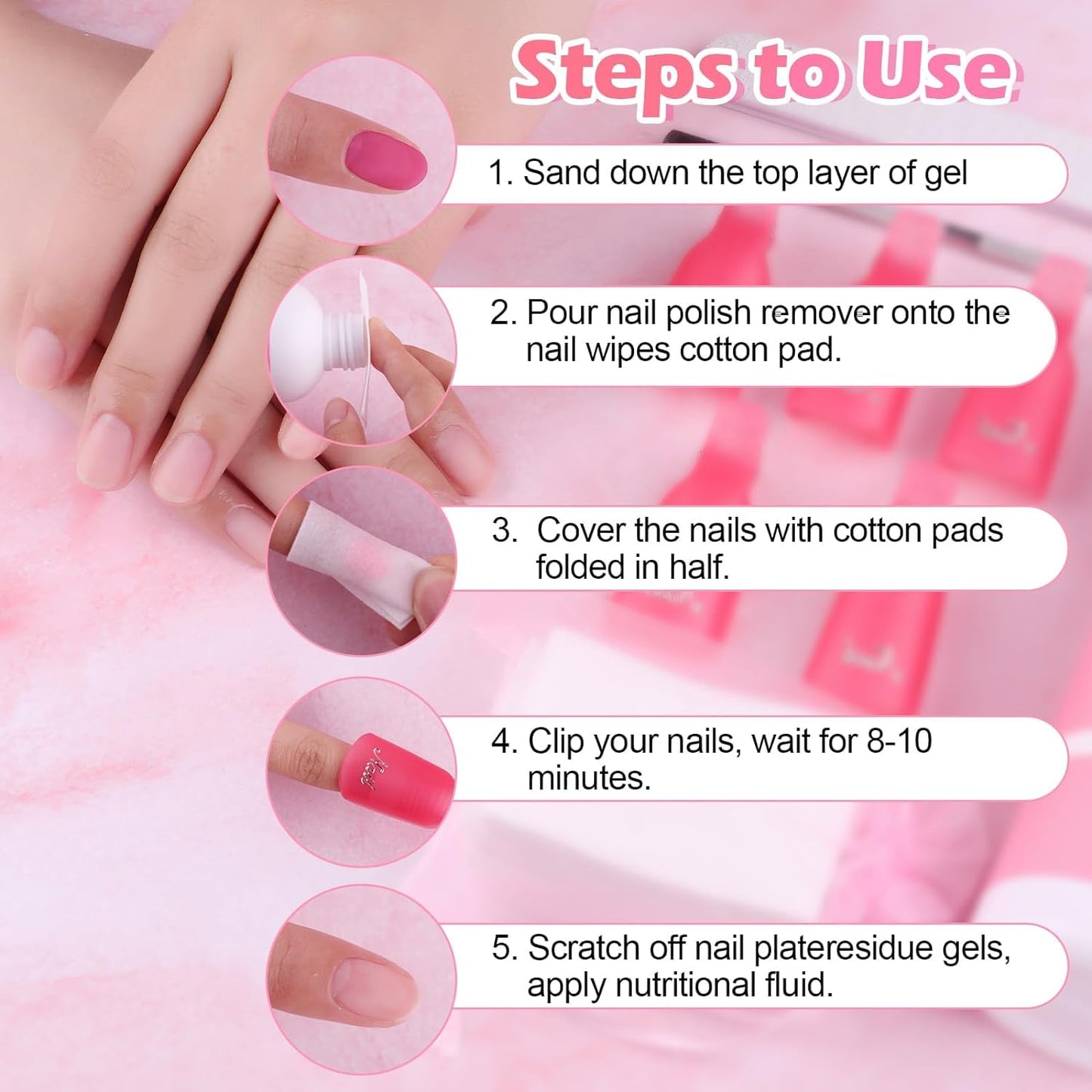 Slip Solution for Poly Nail Gel and Nail Polish Gel Remover Kit Cleans and Removes Easily, Makes Nails Shiny and Smooth.Includes Glass Cup and 50 Cotton Pads