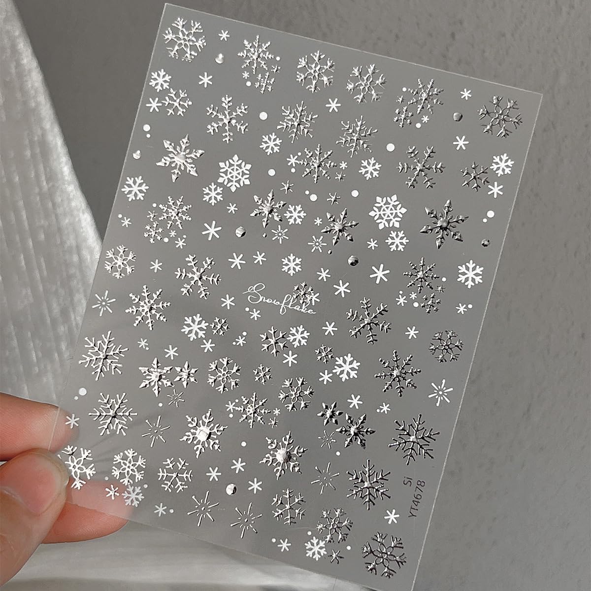 2 Sheets Snowflake Nail Stickers 3D Self-Adhesive Laser Silver Snow Flake Holiday Nail Art Stickers Winter Xmas Nail Decals Snowflake Nails Design Christmas Sticker Decoration for Women Nail Art Kit