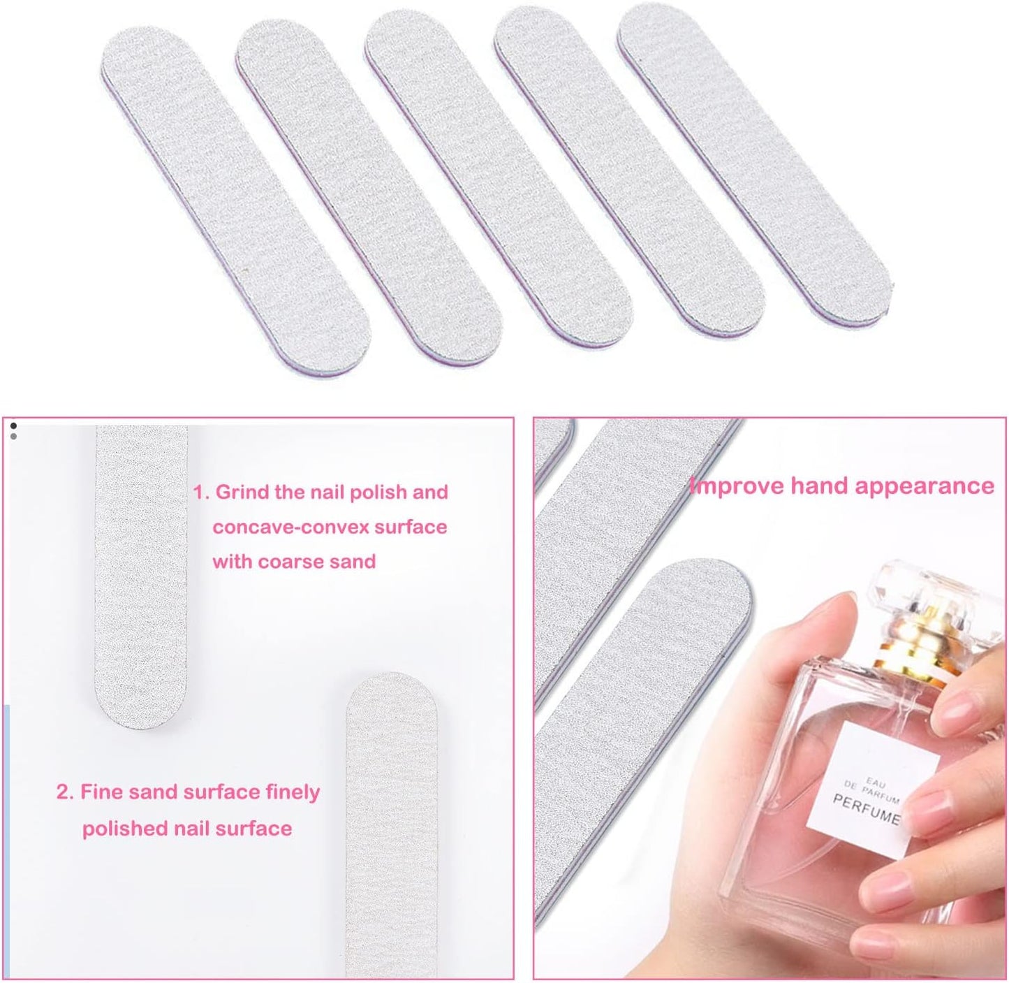 100 Packs 100/180 Grits Mini Nail Files and Buffers Double Sided Emery Boards Manicure Tool for Acrylic Nails, Nail Care