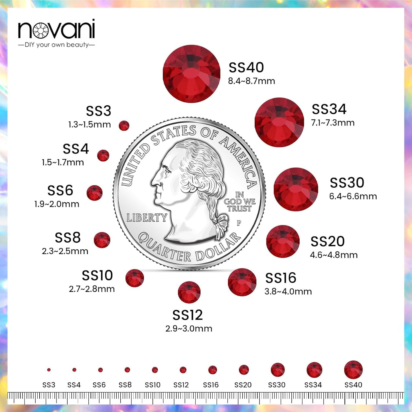 Dark Red Flatback Rhinestones for Crafts, Glass Nails, Makeup Bags, Shoes Decoration - DIY (SS8, 1440pcs)