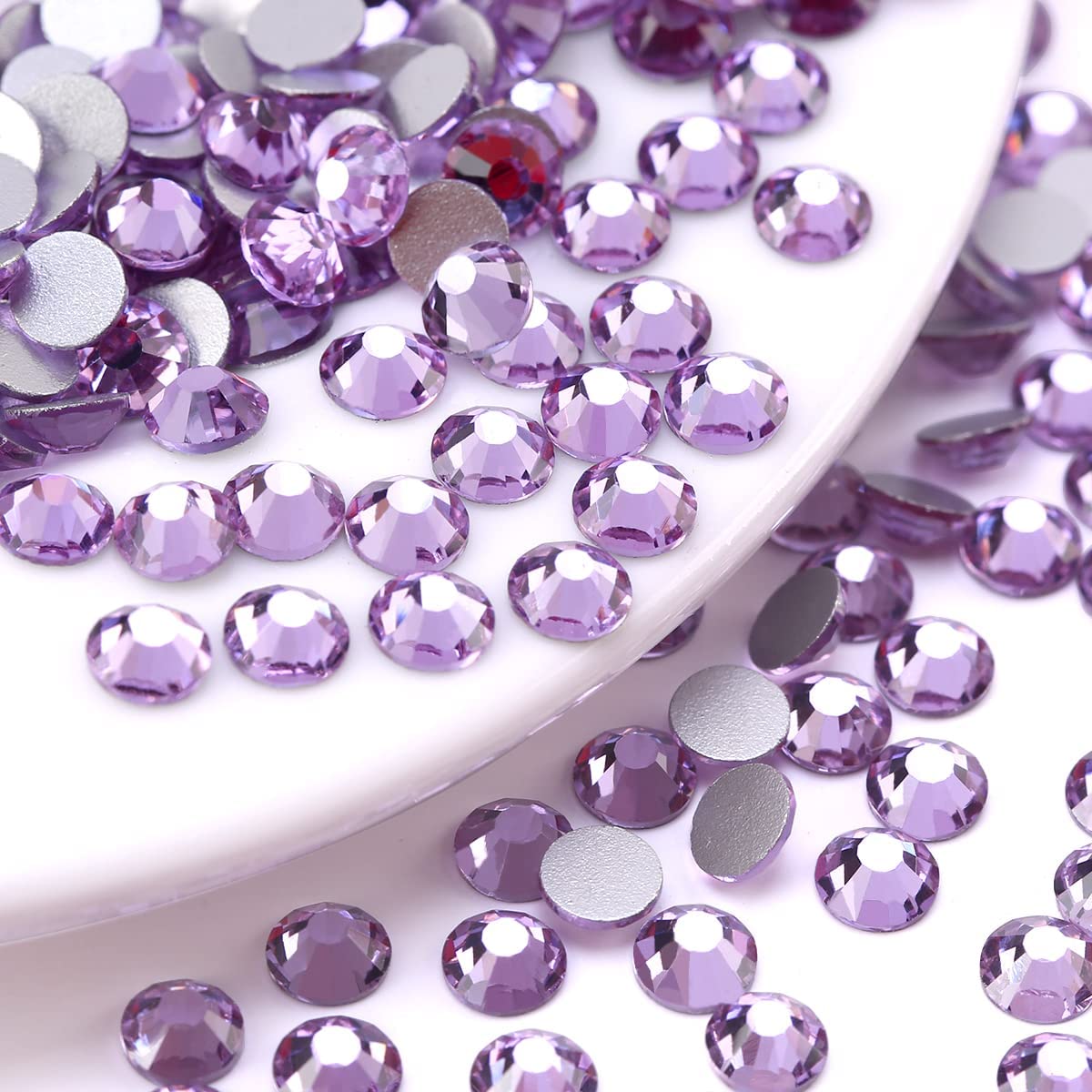 Novani Rhinestones 3000Pcs Flatback Crystal Round Loose Gemstones Glass Rhinestones for Crafts Makeup Nail Art Clothes Shoes DIY Decorations(SS8, 2.3-2.5mm,Lavender)