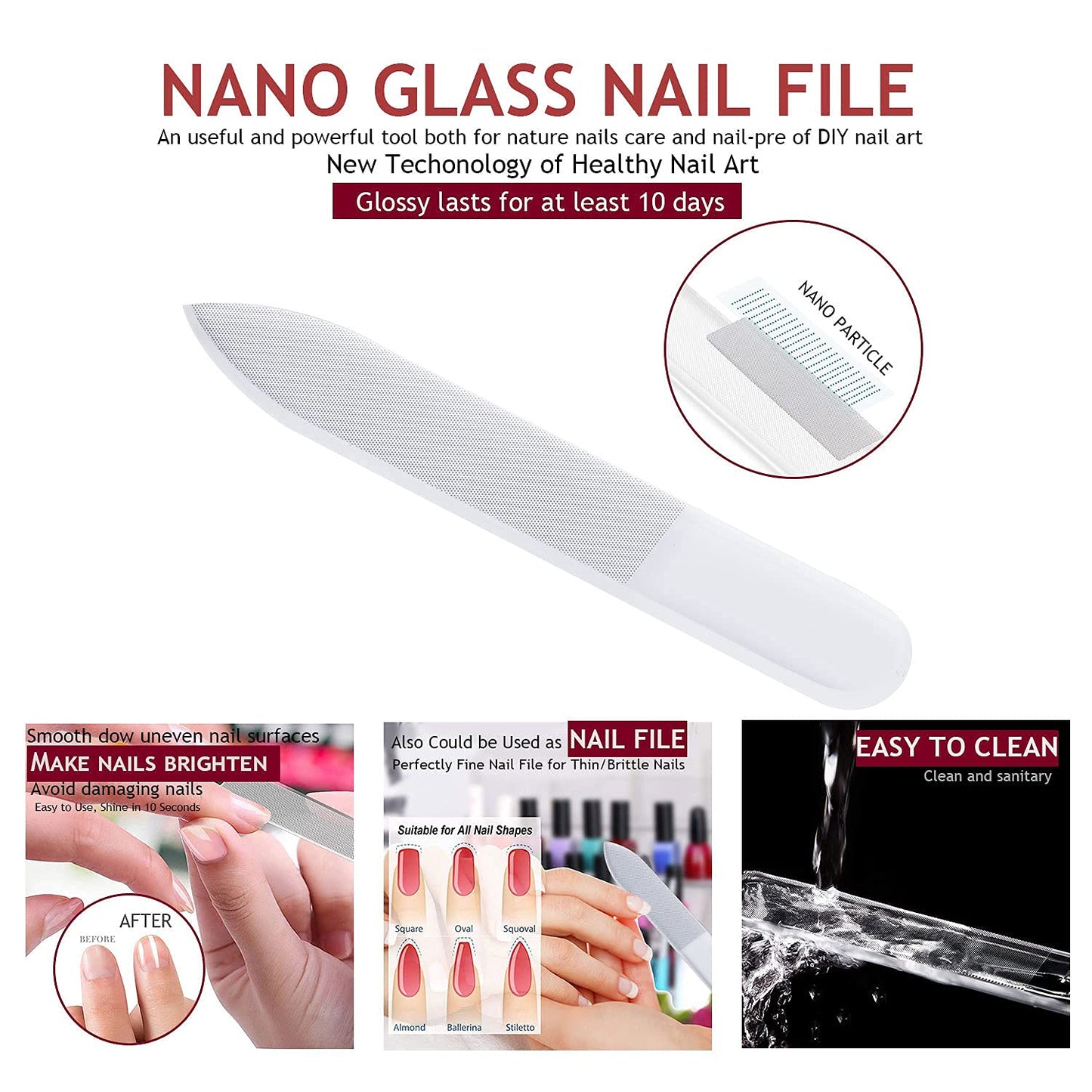 Manicure Set Nail Clippers Kit 5 Pieces in 1 Stainless Steel Professional Grooming Nail Care Tools Including Nano Glass Nail Shiner Buffer File Gift for Men Husband Boyfriend Parents Women