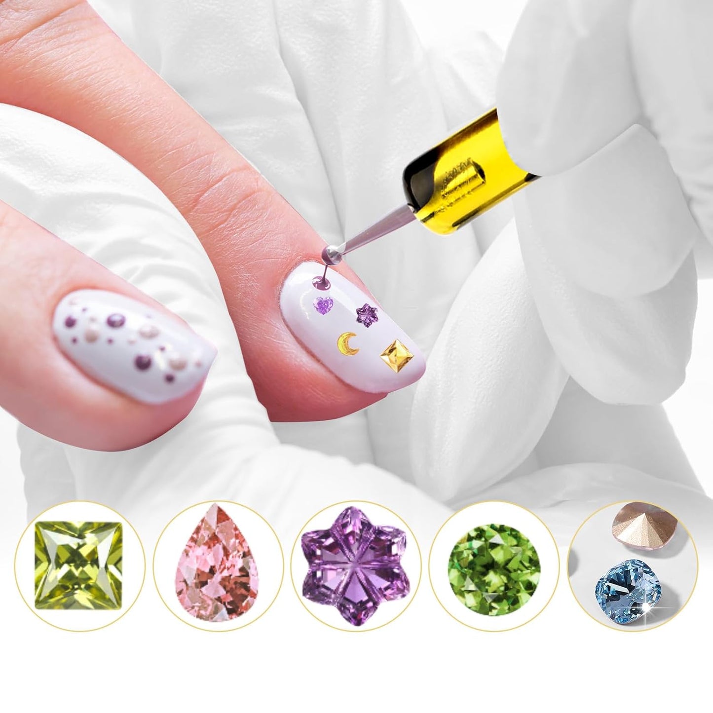 French Manicure Brush, Esclane 2 Way French Nail Brush with Dotting Tool for Manicure Cuticle Clean Up Nail Art Design, French Tip Brush (Yellow, #12)