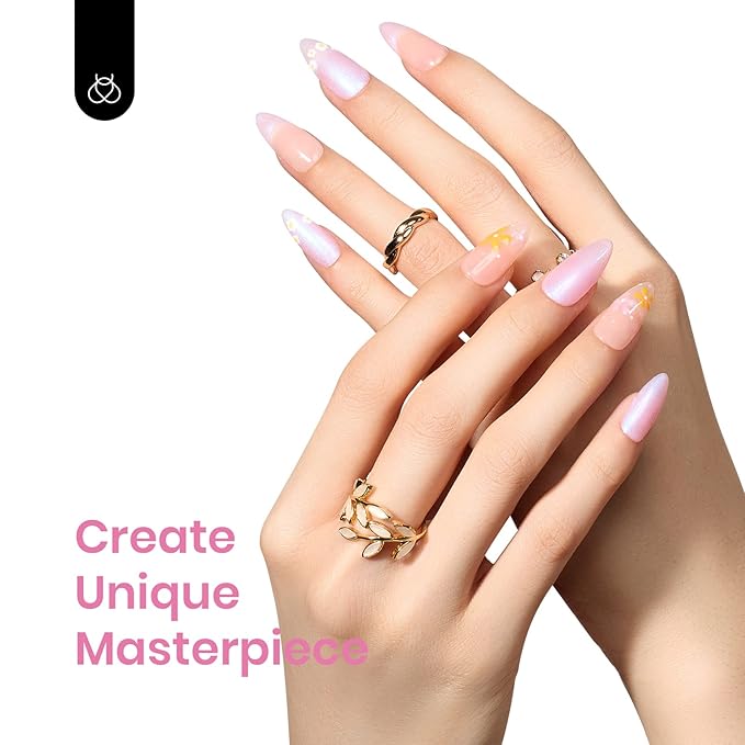 Beetles Baby Pink Gel Polish - 15ml Shimmer Nail Polish Pearl Gel Polish Blue Glitter Nail Gel Soak Off Uv LED Nail Lamp Nail Art Manicure Salon DIY Home