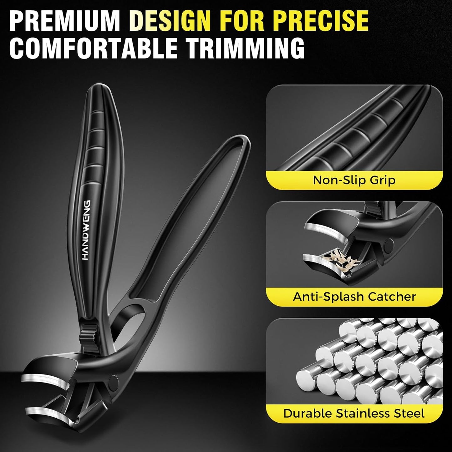 2025 Upgraded Toenail Clippers for Seniors Thick Toenails, Angled Head Large Toe Nail Clippers for Men with Catcher, Heavy Duty Sharp Fingernail Clipper with Long Handle, Wide Jaw