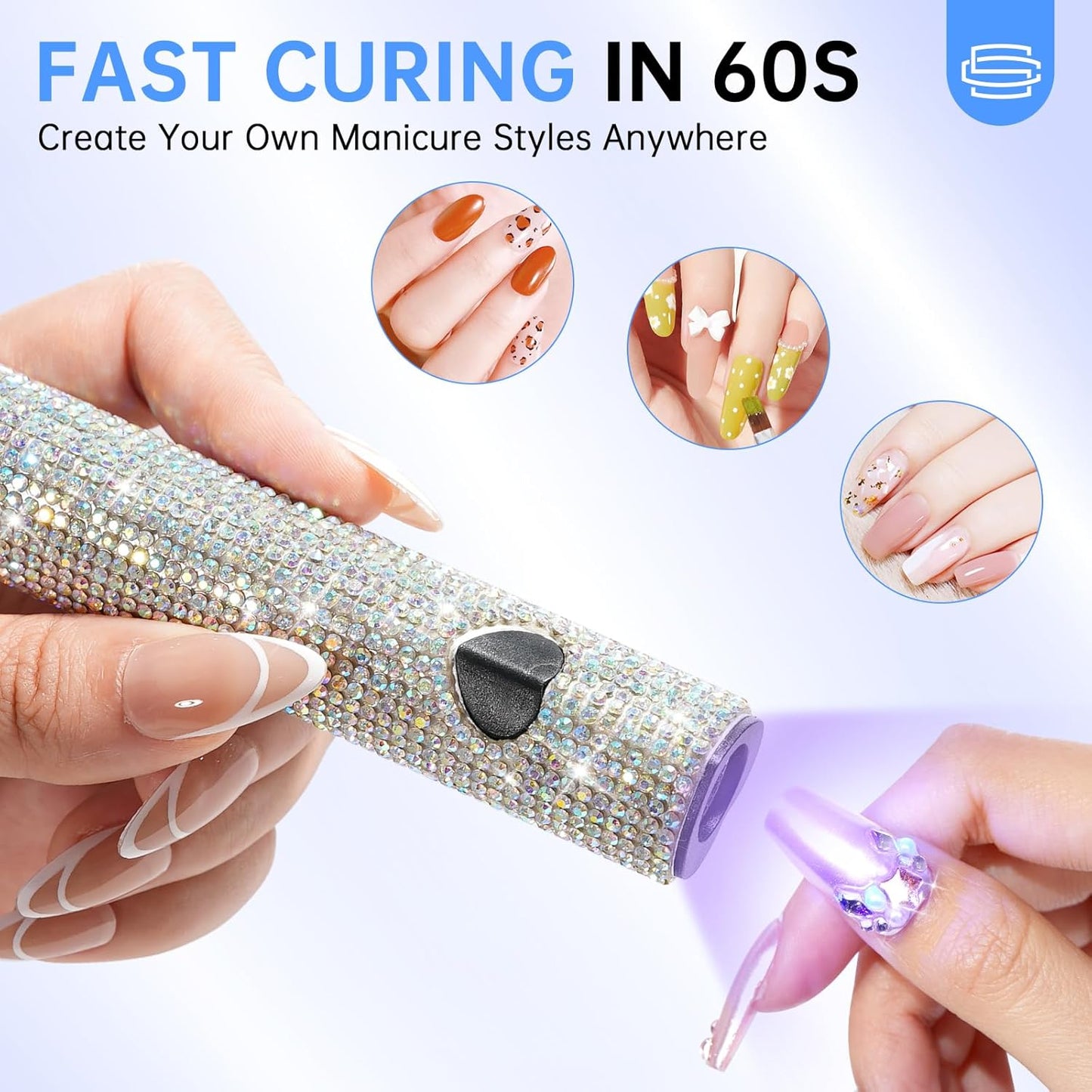 UV Light for Gel Nails, Handheld UV Nail Lamp, Portable LED Nail Lamp, Mini Nail Dryer, USB Nail Light for Fast Curing, White