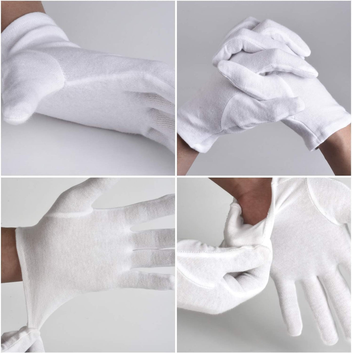 100% Cotton Women's Gloves - 10 Pairs, White, Dry Hands Eczema - Serving - Archival Coin Jewelry Inspection