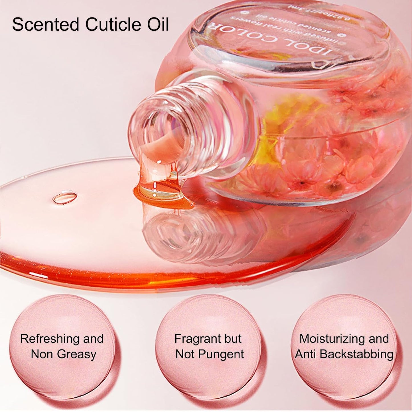 Flowery Scented Cuticle Oil, Infused with Real Flowers, Cuticle Revitalize Oil, Nail Oils For Growth And Strength, Cuticle Remover - Nail Strengthener - Cuticle Softener (0.92 fl.oz, ORANGE)