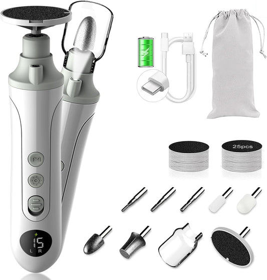 Electric Foot Callus Remover,Cordless Electric Foot File with LED Light,5000RPM-Faster Callus Remover for Feet,8-in-1 Foot Scrubber Perfect for Dead,Hard Cracked Dry Skin,Thick Toenail Ideal Gift
