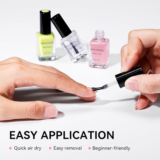 Clear Pink Base Top Coat Clear Nail Polish, Sheer Pink Base Ridge Filler Strengthening Anti Chip Nail Concealer, Non Gel, Salon Quality, Quick Dry Home DIY Nail Art Gift Set