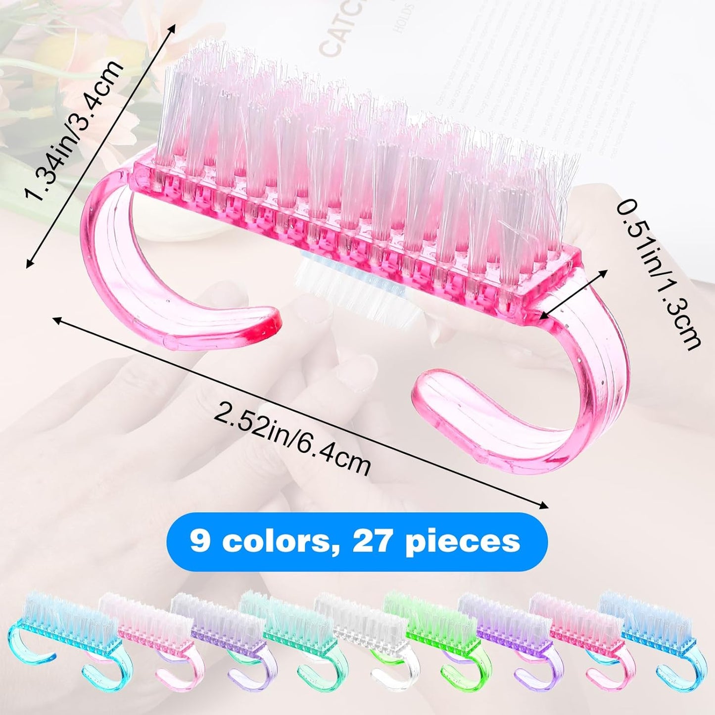 27 PCS Handle Grip Nail Brushes Colorful Small Fingernail Brushes Mini Hand Scrub Cleaning Brush Fingernail Scrub Cleaning Brush Kit for Men Women Toes Nails Pedicure Assorted Color