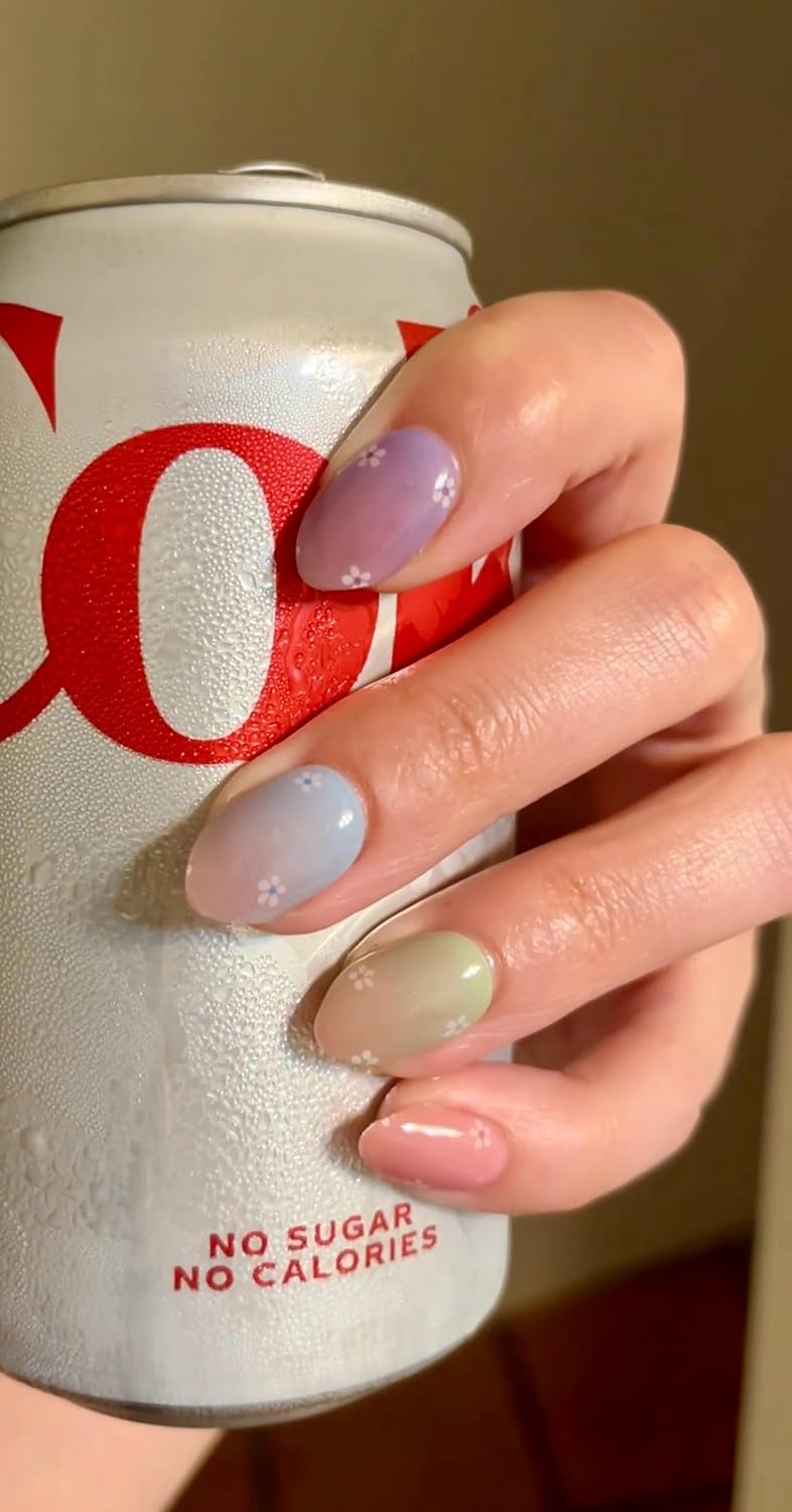 NOVA, Female Founded, Semi Cured Gel Nail Strips (Flower Child) - The 10 Minute Manicure. Salon-Quality, Works w/Any Lamp, Easy to Apply - Incl. Nail File & Stick (Flower Child)