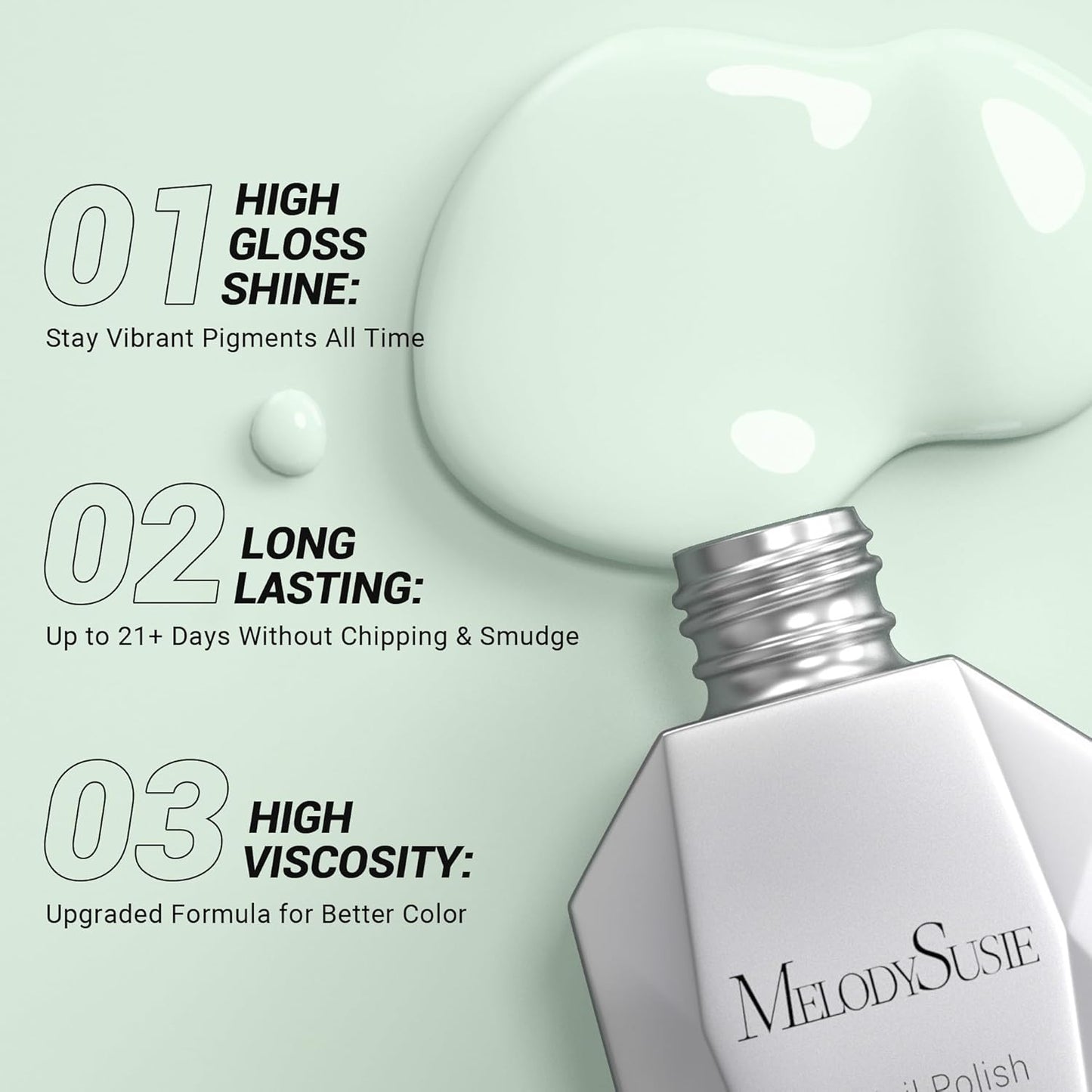 MelodySusie Thick White Gel Nail Polish,0.5fl oz White in Green Gel Polish Autumn Winter Color 1667, Soak Off UV LED Nail Lamp Gel Polish Christmas Gift for Women Manicure Salon DIY At Home 0.5 Fl Oz