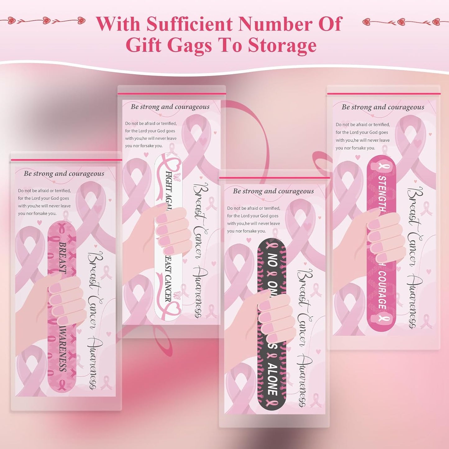 100 Sets 4.72" Breast Cancer Awareness Gift Nail File with Pink Ribbon Design Breast Cancer Awareness Nail Files Bulk Manicure Tools for Women Party Gift Accessories (100PC)