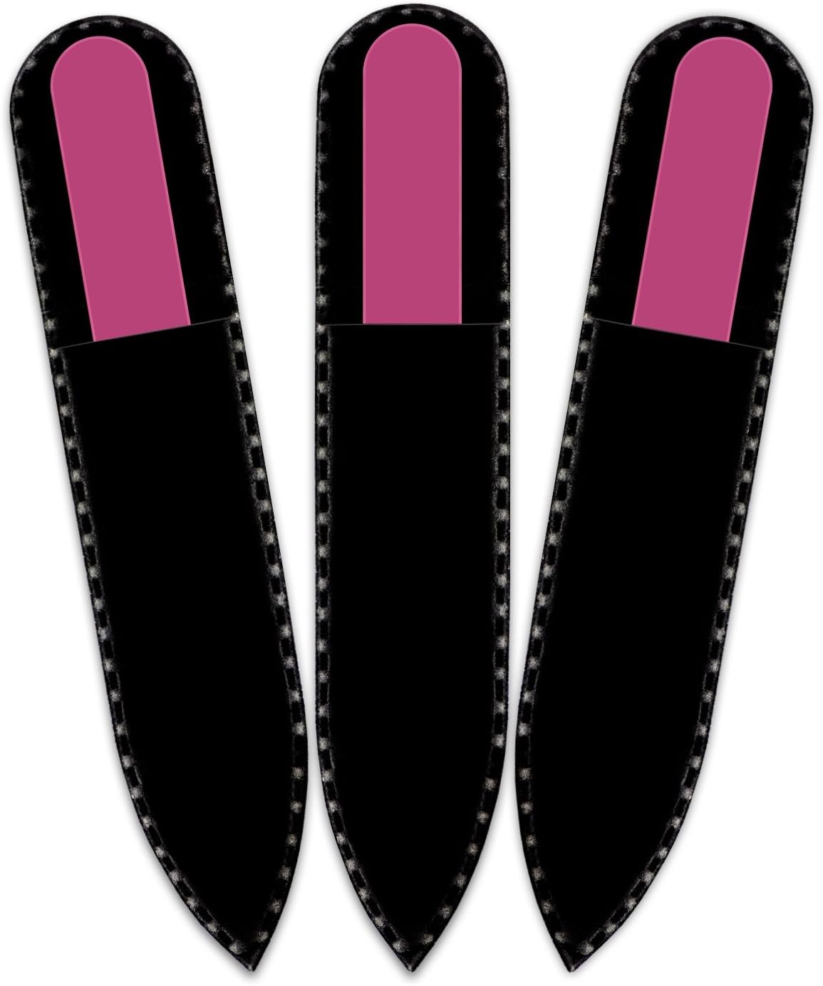 Color Crystal Nail File in Black Pouch - Small/Purse Size - Czech Tempered Glass - Handmade in Czech Republic