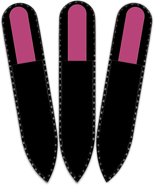 Color Crystal Nail File in Black Pouch - Small/Purse Size - Czech Tempered Glass - Handmade in Czech Republic