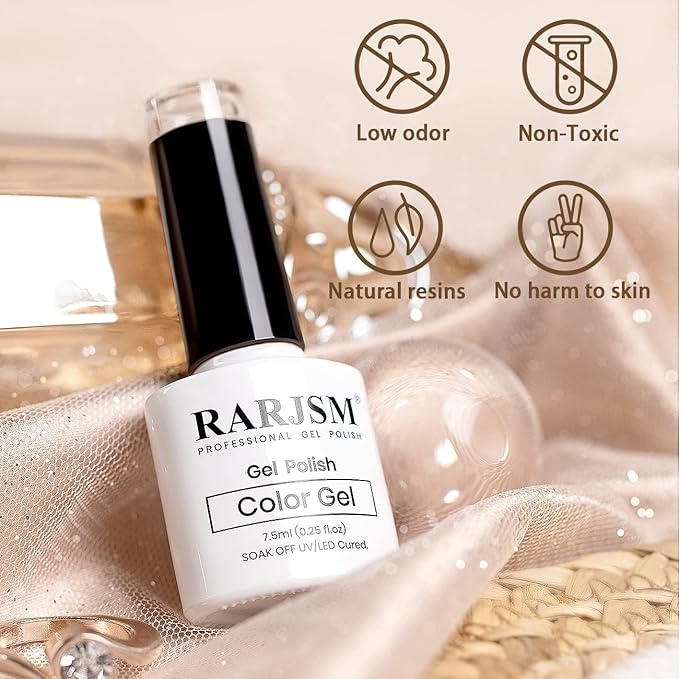 RARJSM Reflective Glitter Gel Polish,Flash Dimond Nude Brown Gel Nail Polish Winter Colors Sparkly Shiny U V L E D Curing Need Nailgel for Manicure DIY and Nail Art Salon 7.5ML