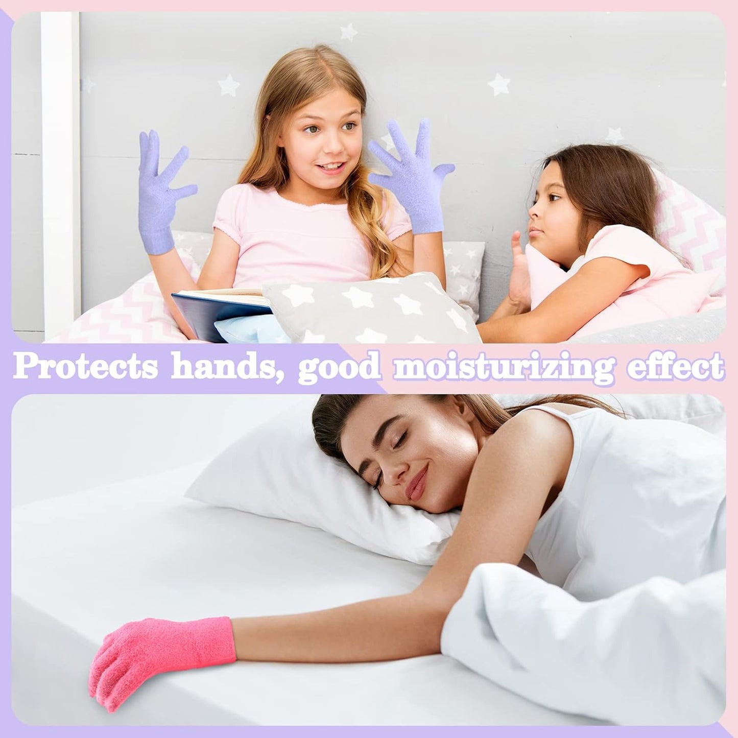 3 Pairs Moisturizing Aloe Gloves for Dry Hands Overnight Aloe Spa Infused Hydrating Cracked Hand Moisturizer Gloves for Women Men Chapped Skin(Stylish Color)