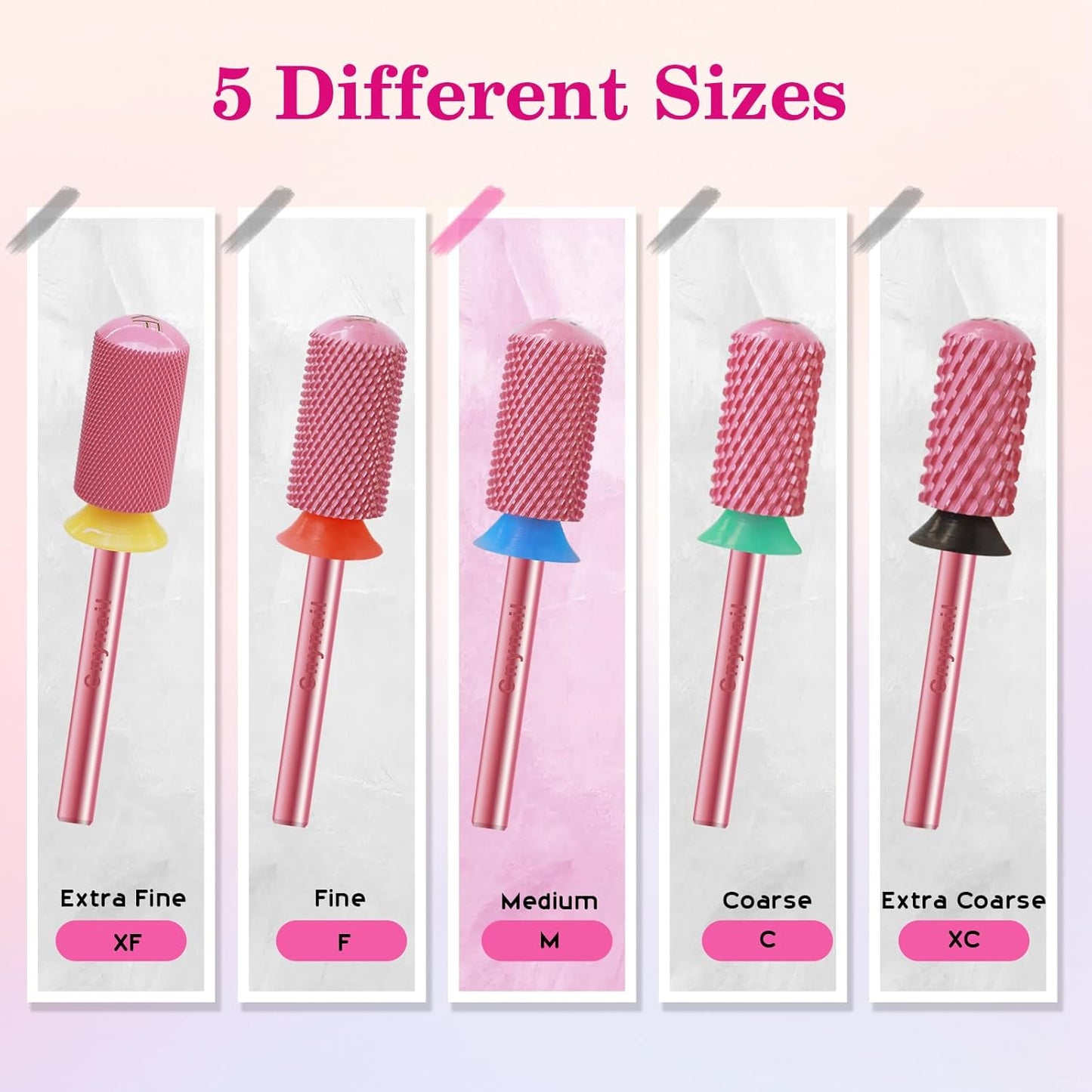 3/32" Large Barrel Smooth Round Top Tungsten Carbide Nail Drill Bit Safety Bit for Gel & Acrylic Removal, 2-Way Rotating Efile Tip, Salon Electric File Accessory (M Grit, Rose Red)