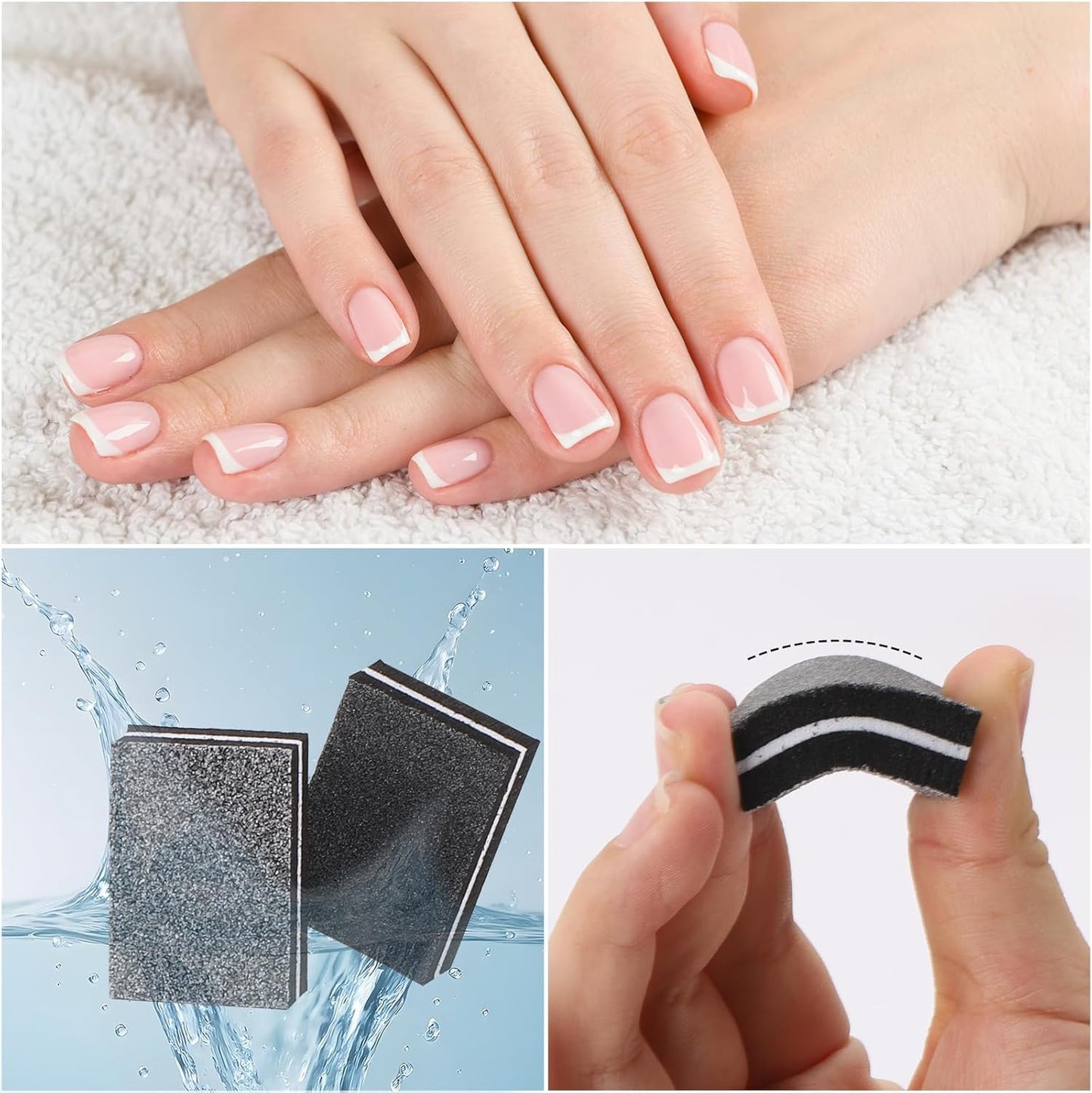 150Pcs Mini Nail Buffer Blocks 100/180 Grit Nail Buffers for Acrylic Nails - Dual Sided Buffers for Nails Polishing(Black)