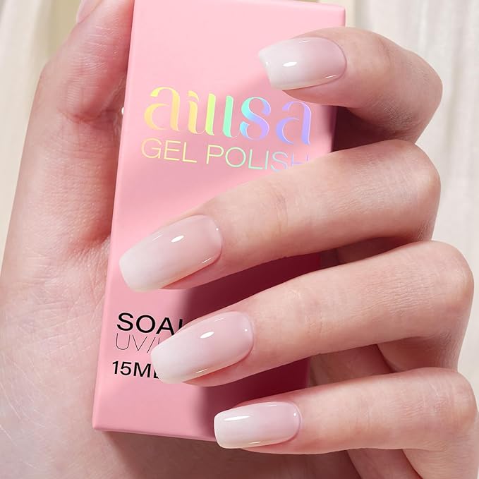 AILLSA Nude Gel Polish Pink Bunny Jelly Gel Nail Polish Sheer Neutral Translucent Gel Polish Long Lasting Milky Natural Color Nails Soak Off U V Gel for Nail Art at Home Valentine Gift 0.51 Oz GD53