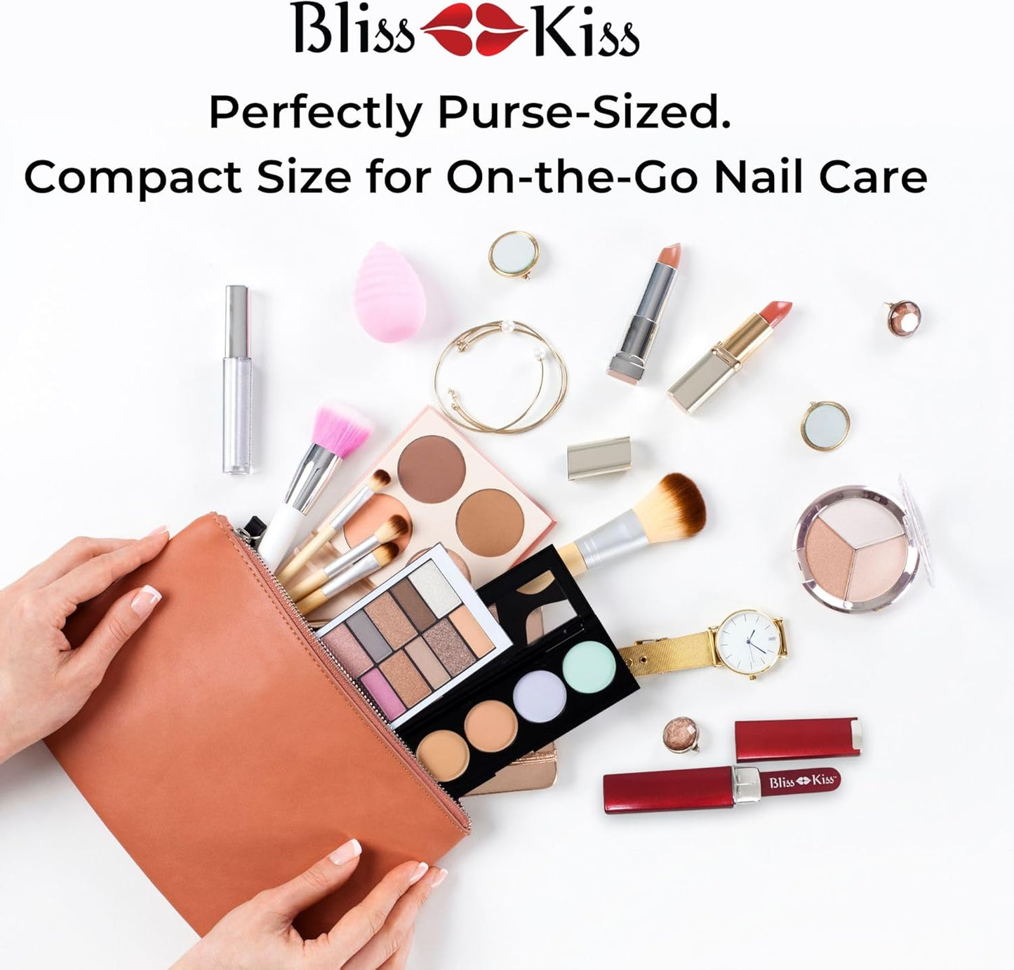 Bliss Kiss Simply Czech Crystal Glass Nail File case and Sleeve | Small File Gentle for Natural Nails, Durable Manicure Tool, Perfect for Travel, Emery Boards Alternative