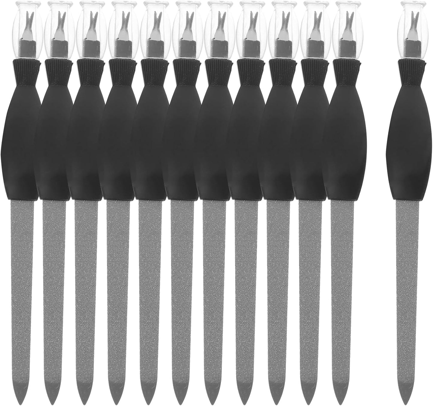 12 Pack Fingernail Files, Metal Nail Files for Natural Nails Stainless Steel 6.8 Inch Nail File with Sharp Pointed Tip Non Slip Handle, Finger Nail Filers for Women Sapphire Grit Sword Diamond