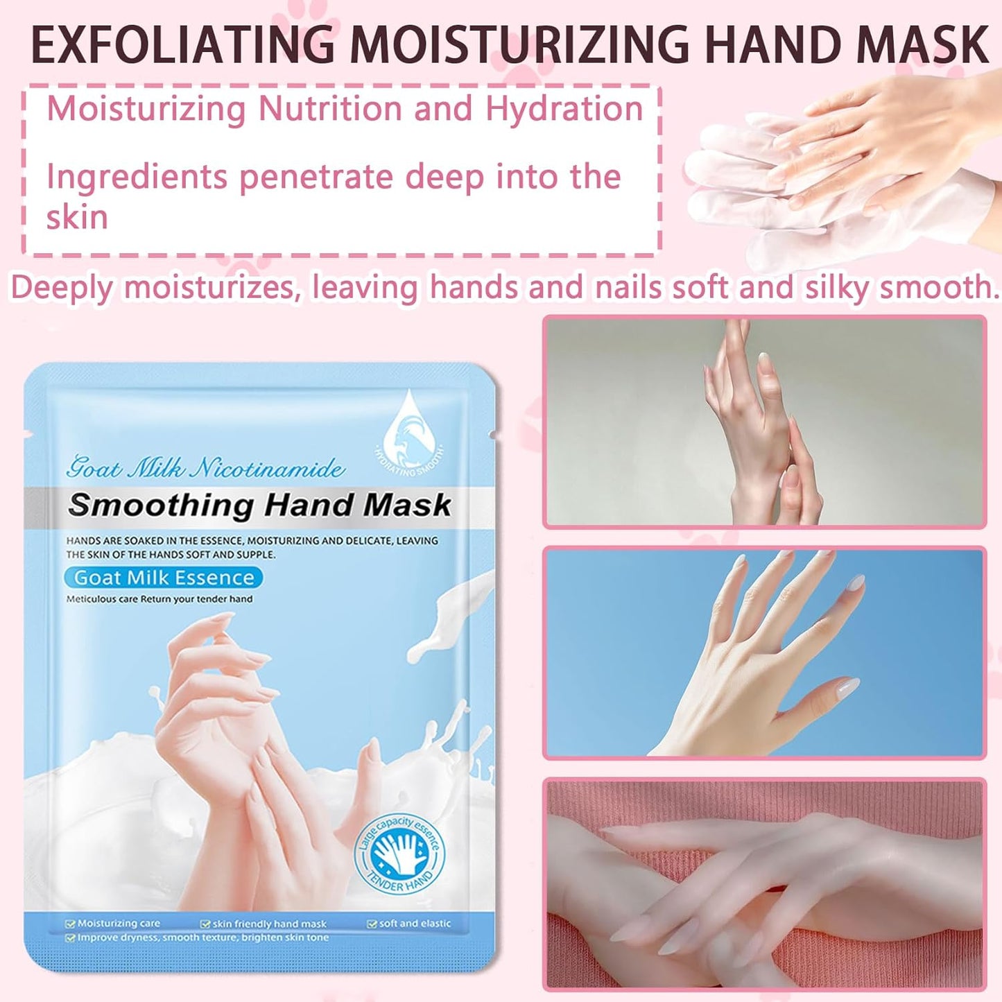 6PCS Hand Masks,Hydrating Hand Masks Moisturizing Gloves Overnight for Dry Cracked Hands,Daily Hand Care Hand Masks Gift Set for Women and Men I