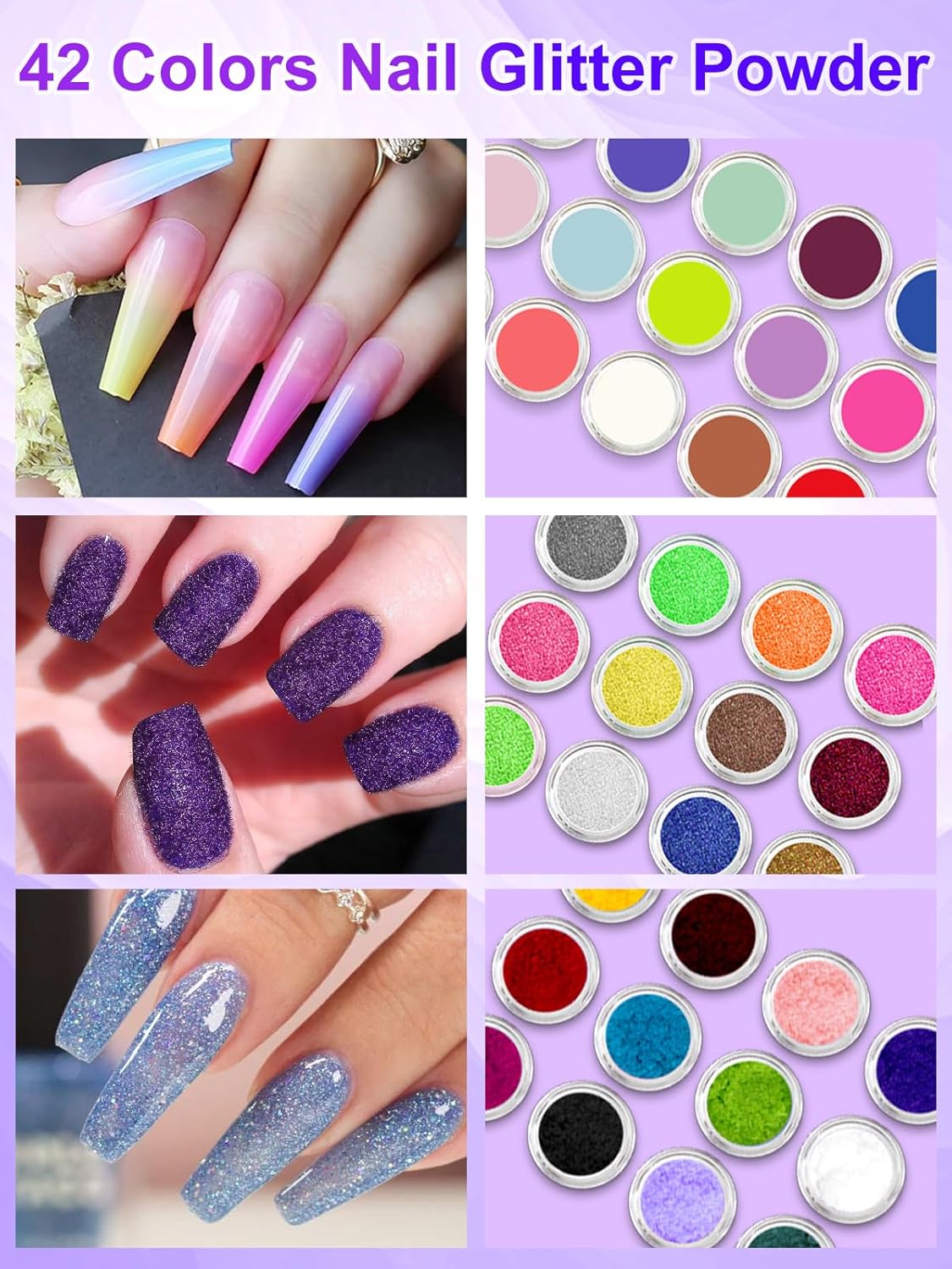 Quaferen Professional Acrylic Nail Kit for Beginners - 42 Colors Glitter Powder, Liquid, UV Light, Drill, Practice Finger Nail Bag Organizer Case
