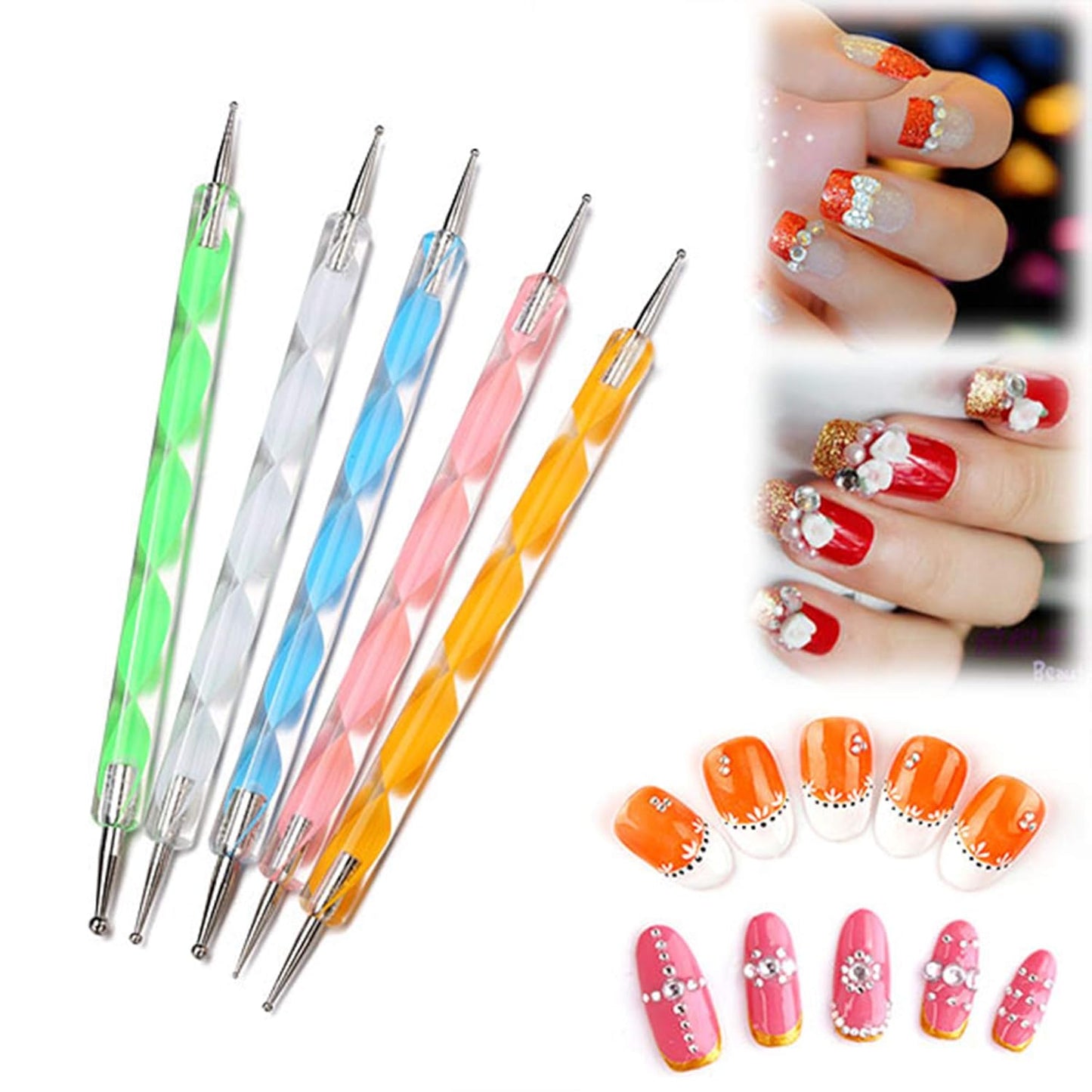 20 Nail Art Brushes with Nail Palette & Tips - Manicure Design Tools