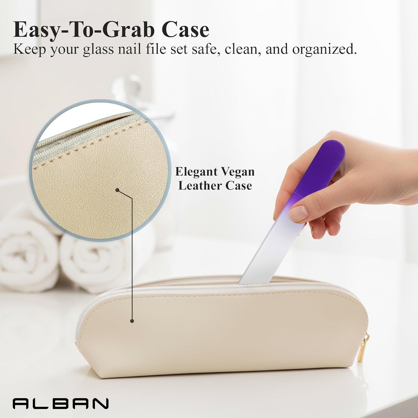 Alban Czech Glass Nail File Parent (Purple & Royal Manicure, 5, Count, 180/240 Grit)