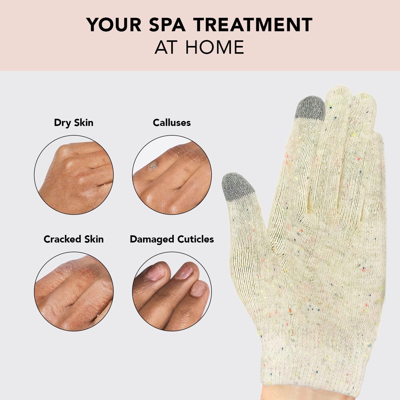 Kitsch Moisturizing Gloves Overnight for Dry Hands Treatment, for Women & Men | Soft Hydrating & Infused Gel Spa Gloves for Kids, One Size Fits Most, Washable & Reusable Pair
