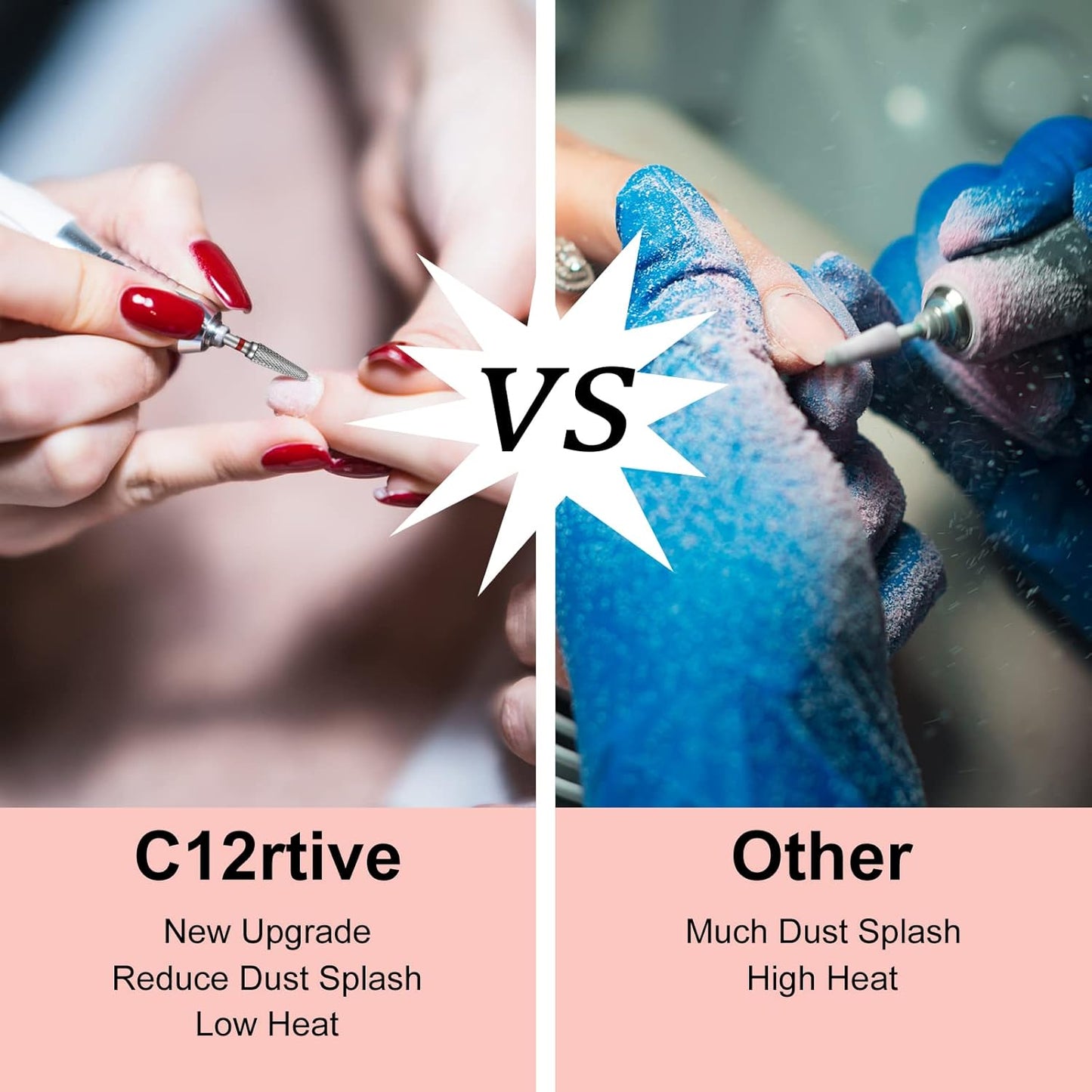 Tapered Nail Drill Bits,Cone Shape Tungsten Carbide Electronic Nail Drill Bit for Acrylic Gel Nails Dual Nail Form Remove,3/32 Inch Nail Bit for E-File Nail Drill(Fine)