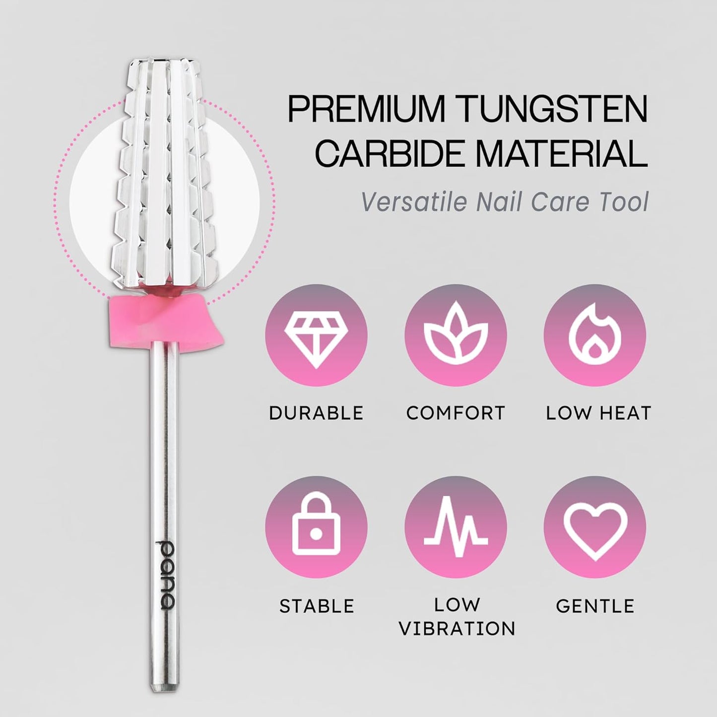 PANA 3/32" Shank 5-in-1 Nail Carbide Bit - (Triple Coarse - 3X Coarse Grit, Silver) - Two Way Rotate use for Both Left and Right Handed Fast remove Acrylic or Hard Gel Machine