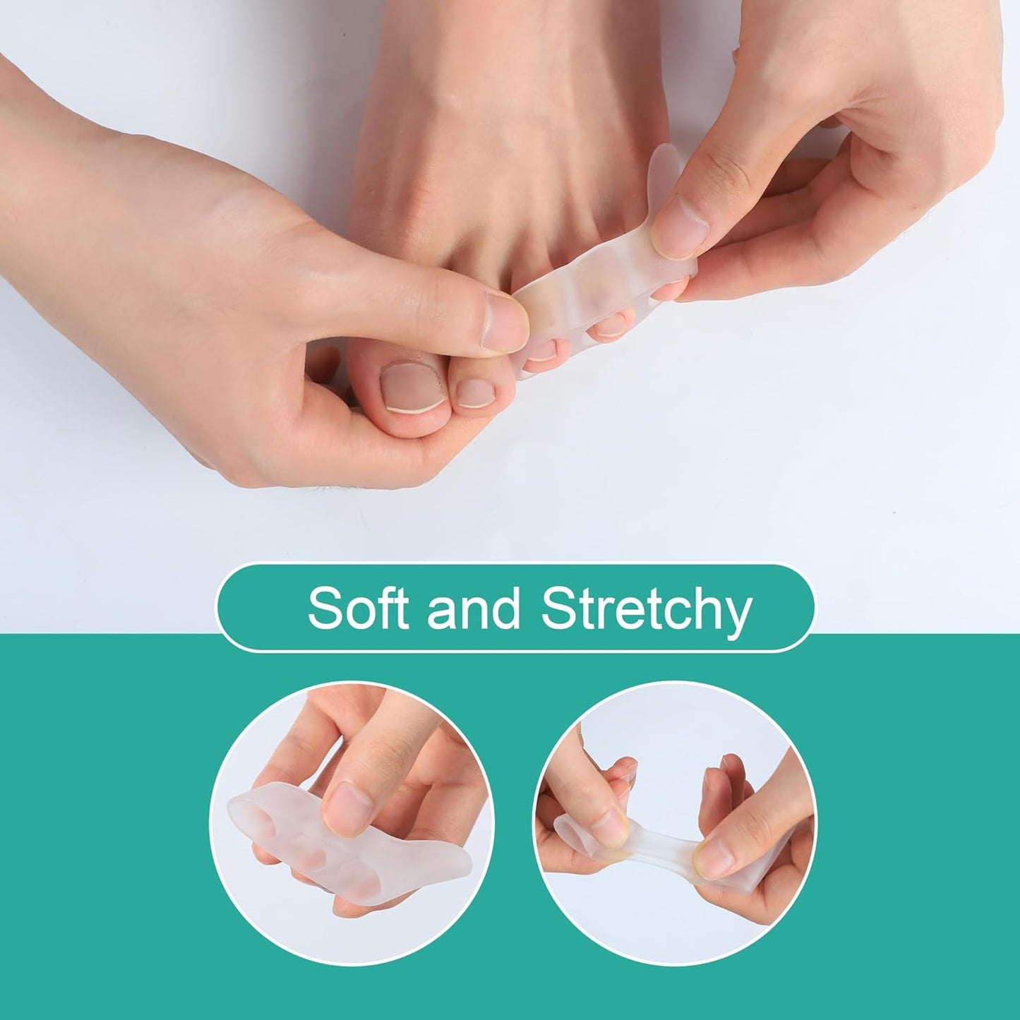 Welnove Gel Pinky Toe Separators - 8 Pack Pinky Toe Spacers, Bunion Cushions Pads for Women＆Men, Silicone Little Toe Protectors for Preventing Rubbing & Relieve Pressure(Clear)