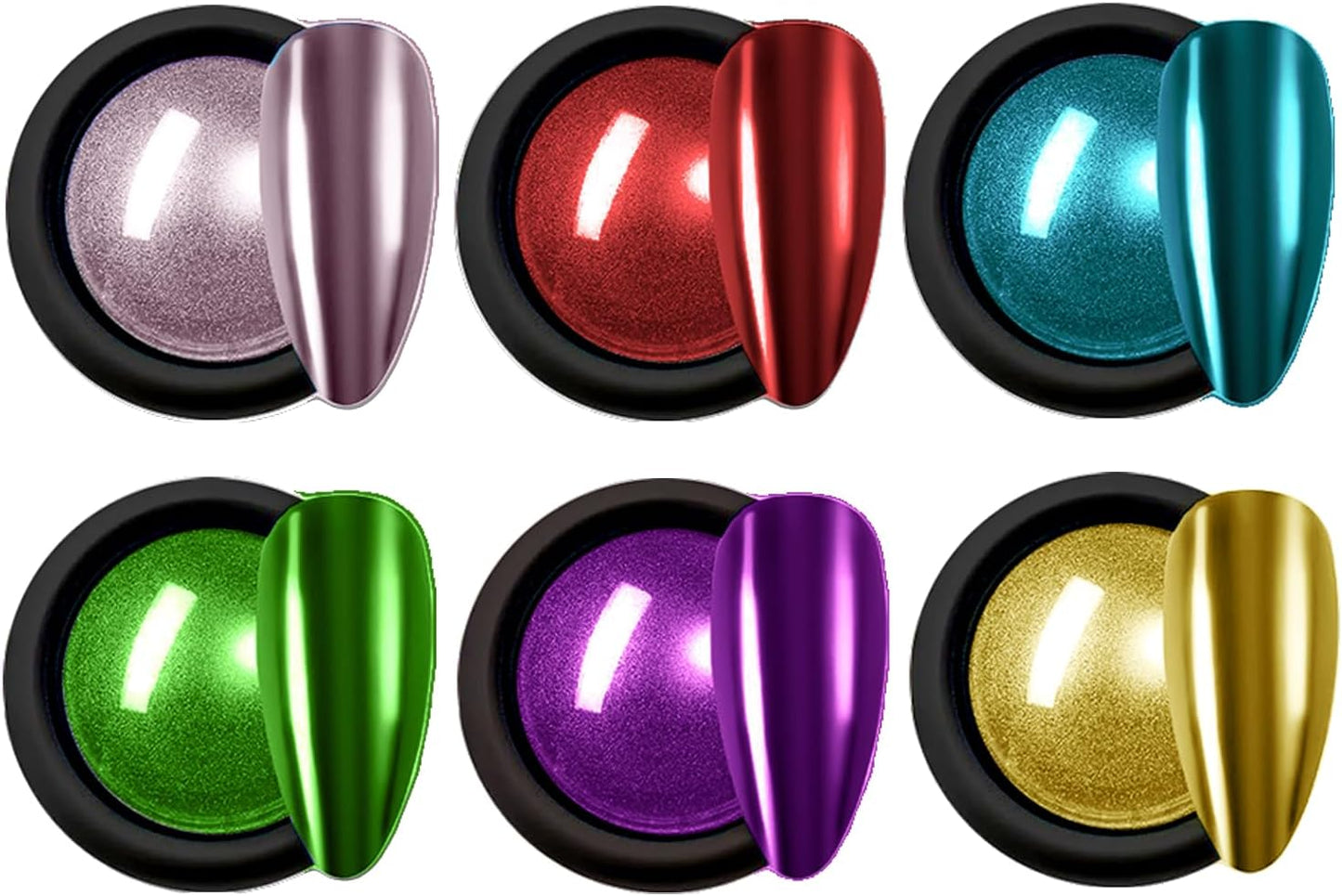 Chrome Powder for Nails,6Colors Fairy Chrome Powder Kit Mirror Luster Effect Charm Chrome PowderS for Gel Nails,Aurora ChromeS Nail Powder for Nail Art,Chrome PowderS for Acrylic Nails